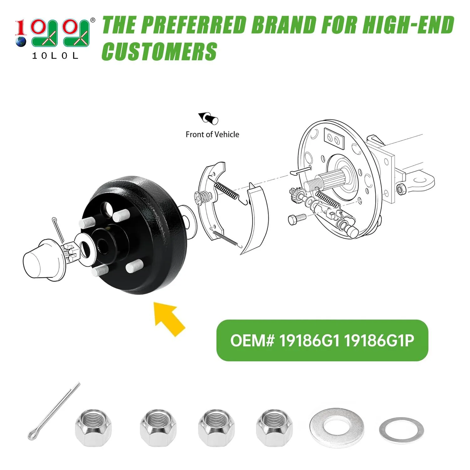 10L0L E-Z-GO Rear Brake Drum Hub Assembly image 2