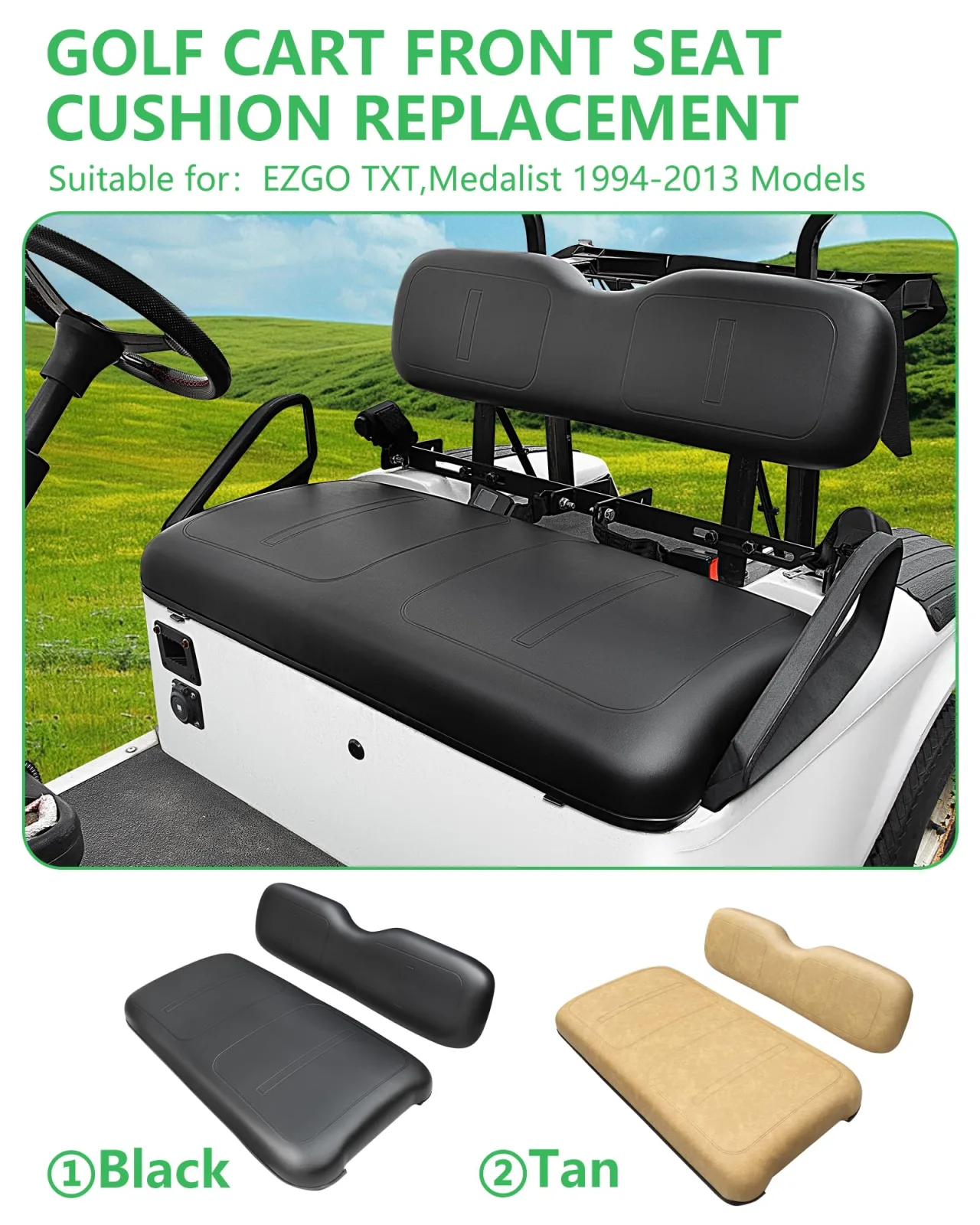 HEOHOU Front Seat Cushion Kit for E-Z-GO TXT 1994-2013 image 2