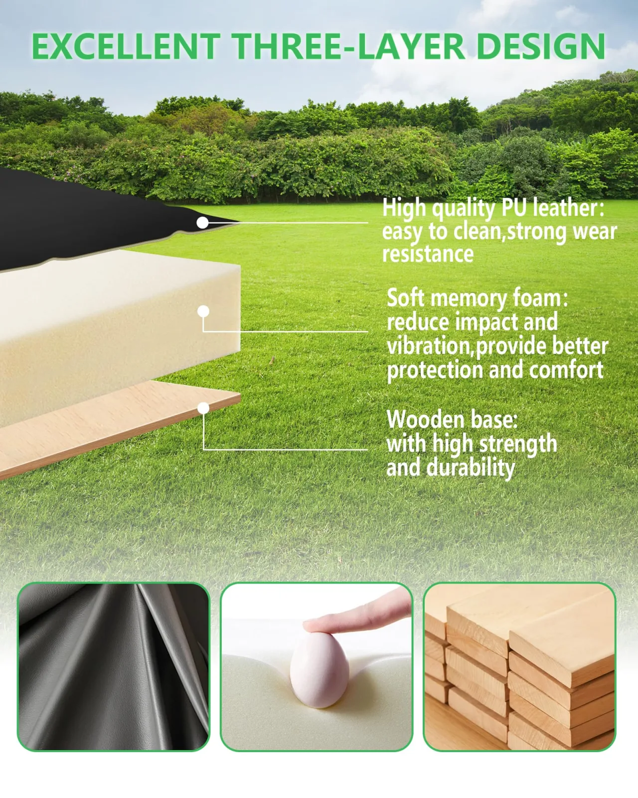 HEOHOU Front Seat Cushion Kit for E-Z-GO TXT 1994-2013 image 3