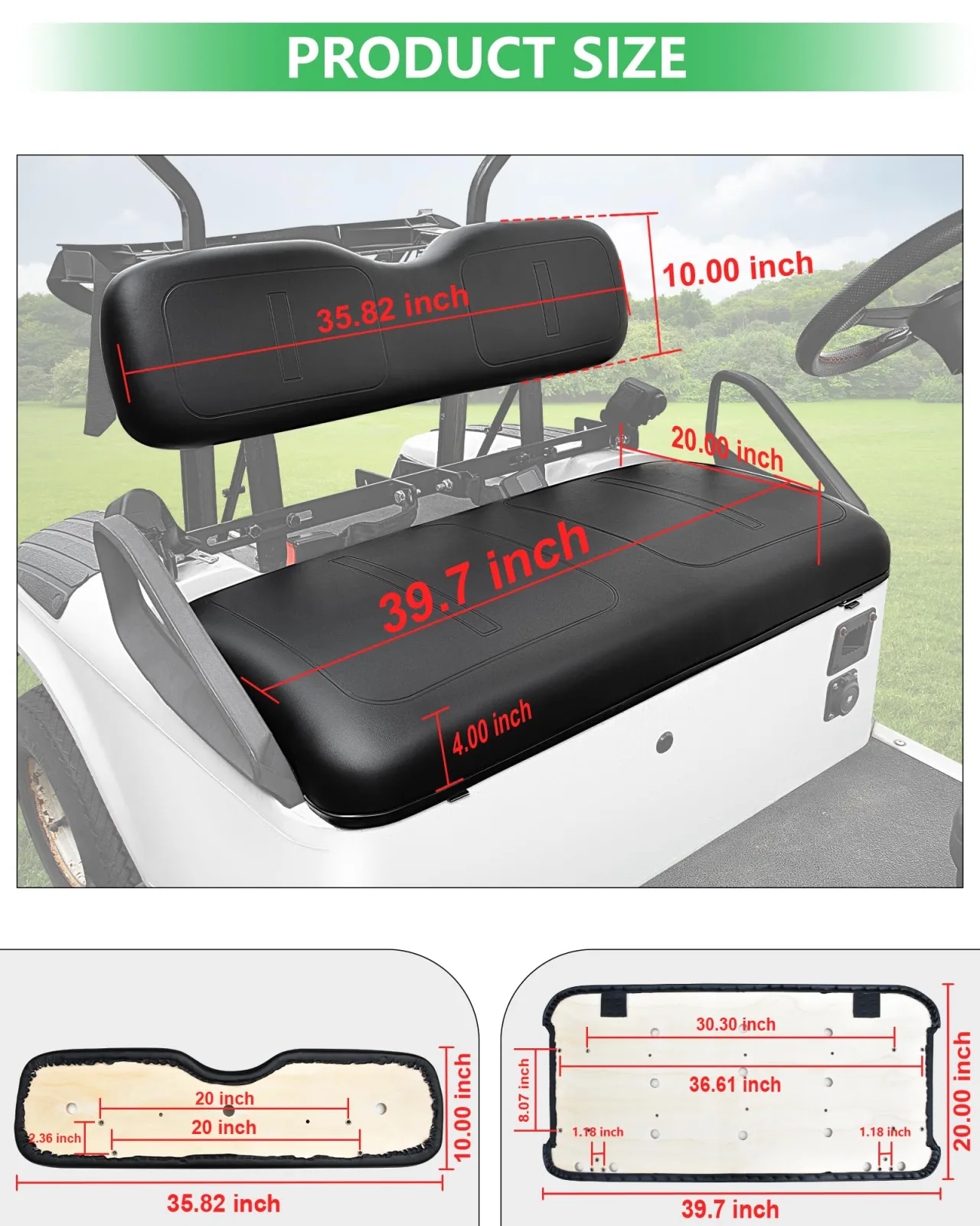 HEOHOU Front Seat Cushion Kit for E-Z-GO TXT 1994-2013 image 4