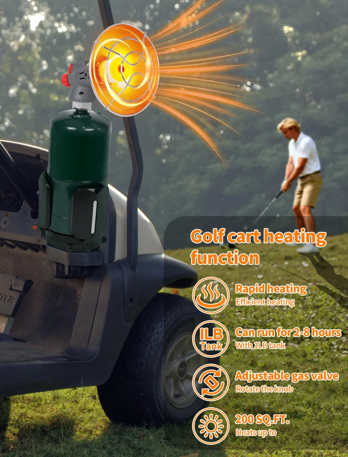 PUTTLAZR 6800 BTU Propane Golf Cart Heater with Cup Holder image 2