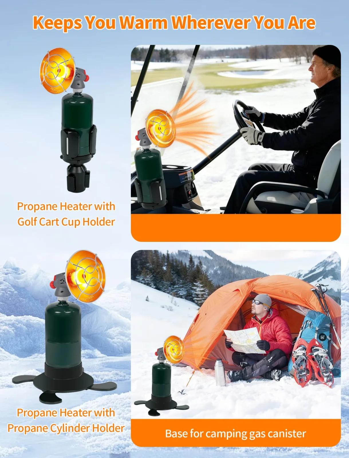PUTTLAZR 6800 BTU Propane Golf Cart Heater with Cup Holder image 3