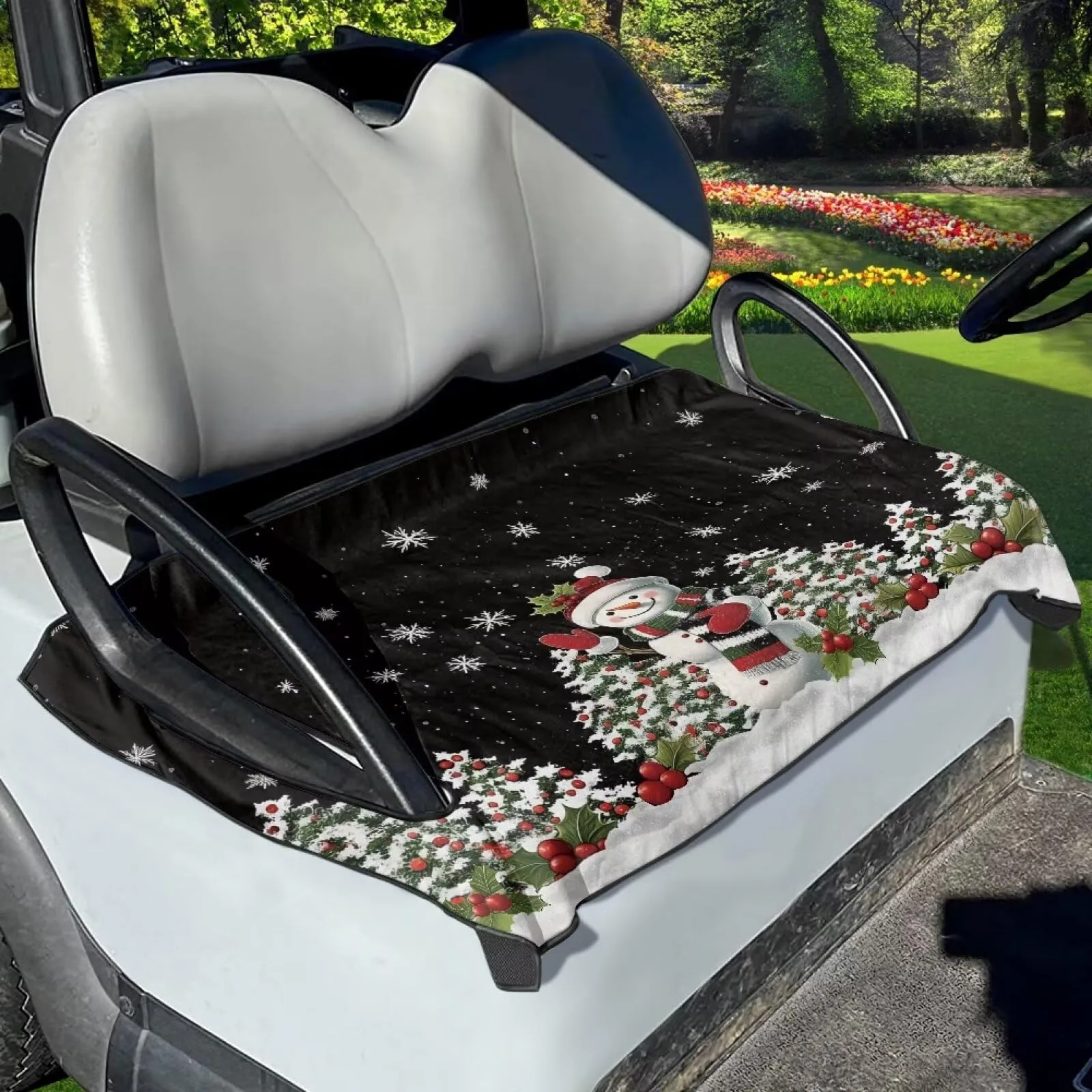 Tomeusey Golf Cart Seat Cover, Polyester, 2-Person