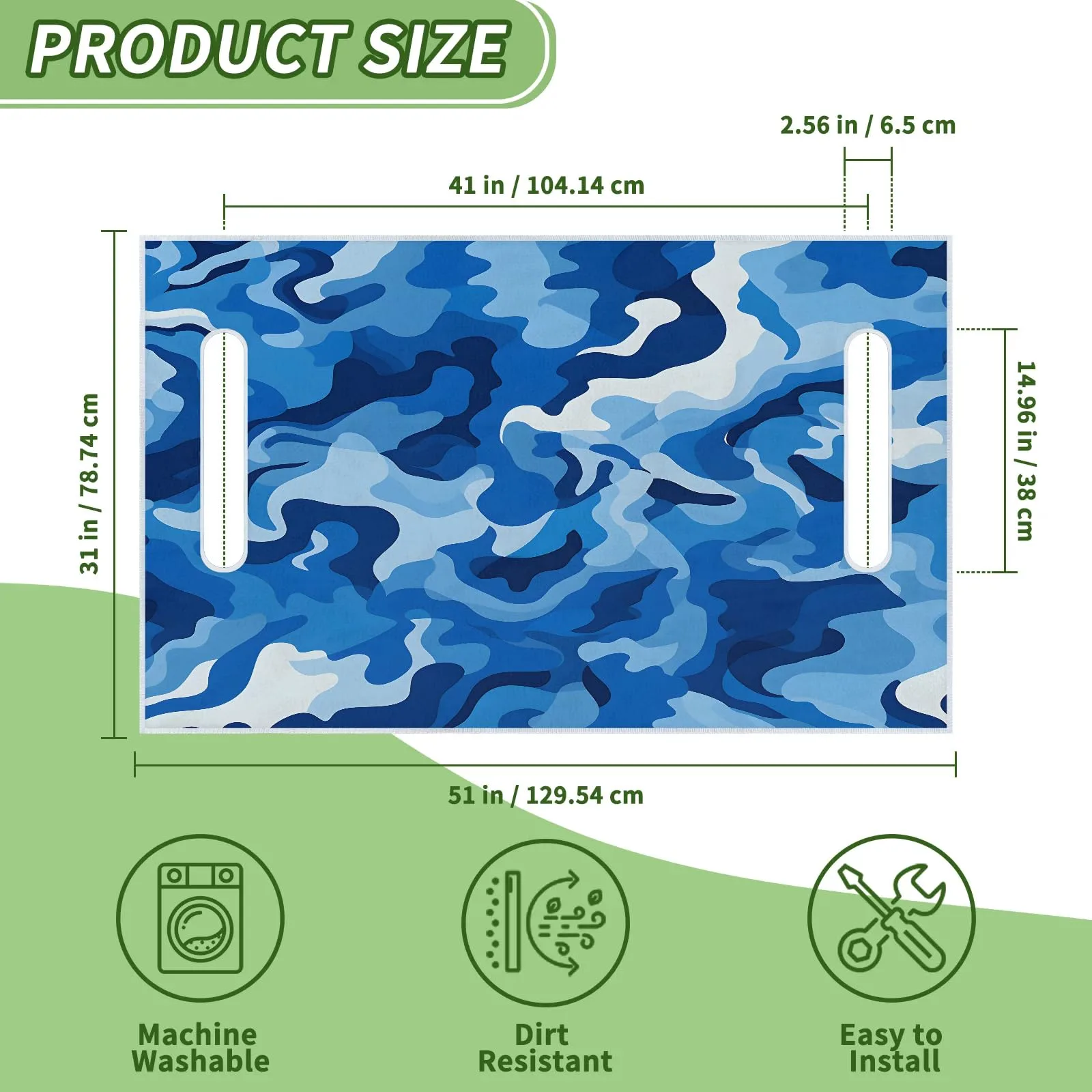 Tiveruda Blue Camouflage Golf Cart Seat Cover 51 x 31 in image 2