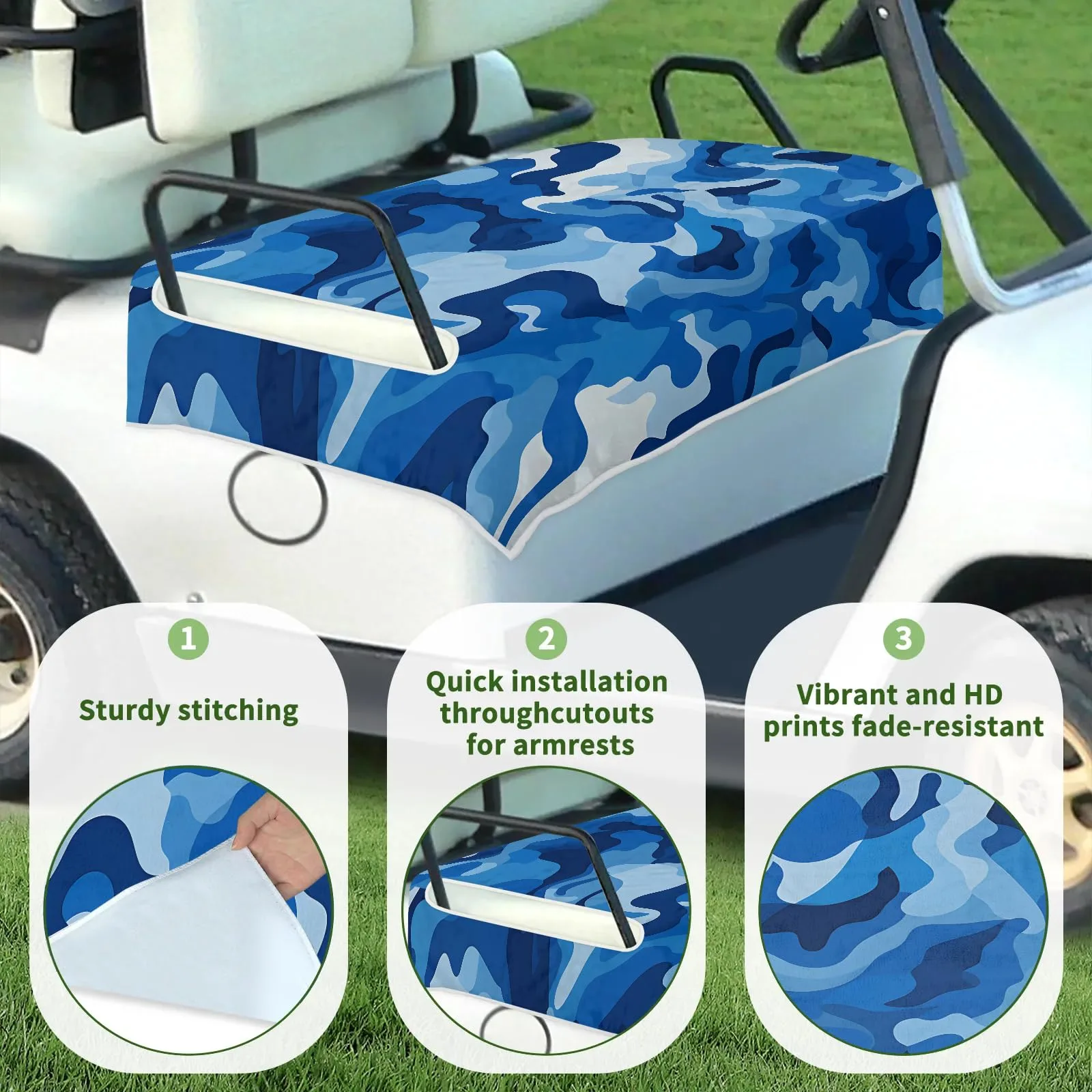 Tiveruda Blue Camouflage Golf Cart Seat Cover 51 x 31 in image 3