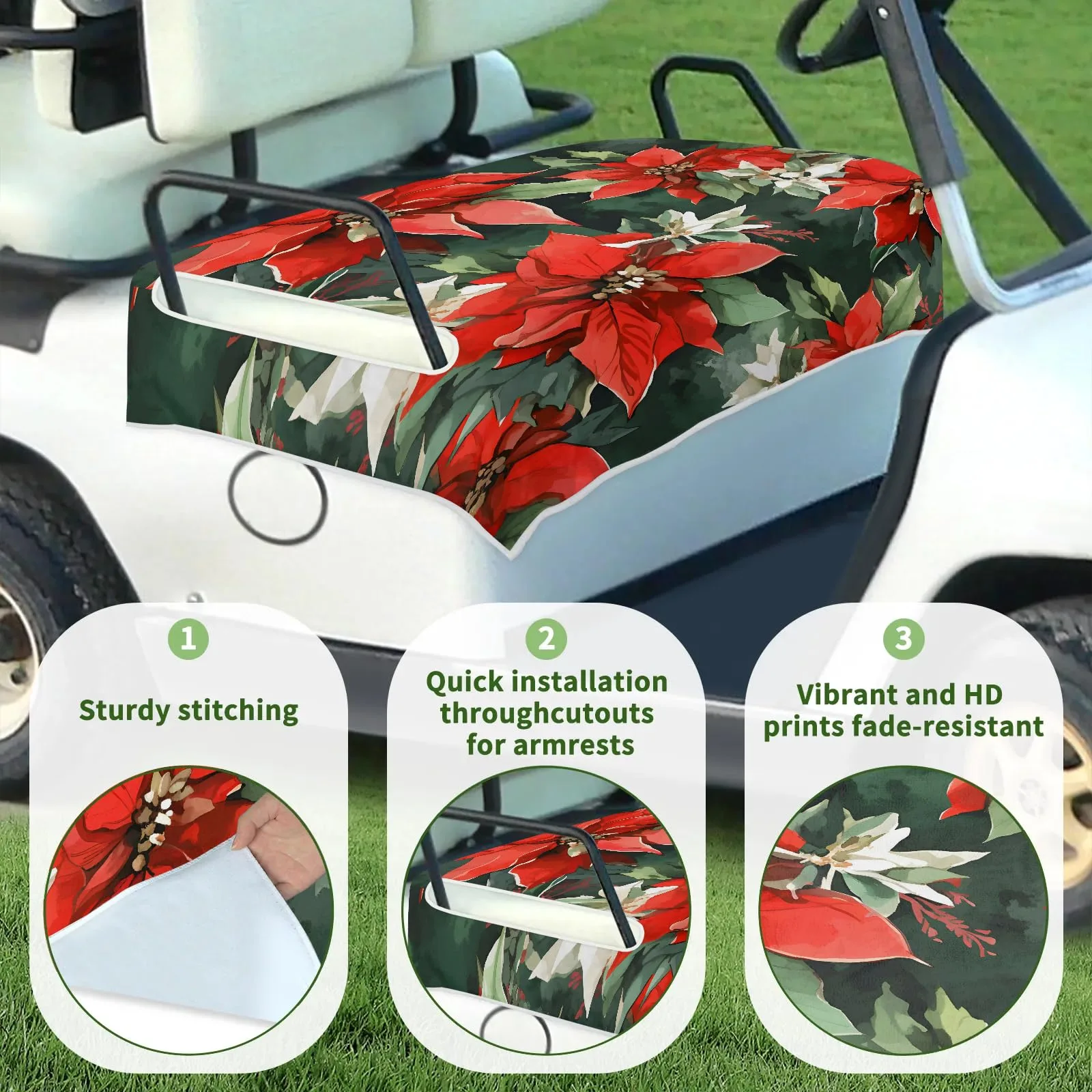 Tiveruda 51" x 31" Universal 2-Person Golf Cart Seat Cover - Microfiber image 3