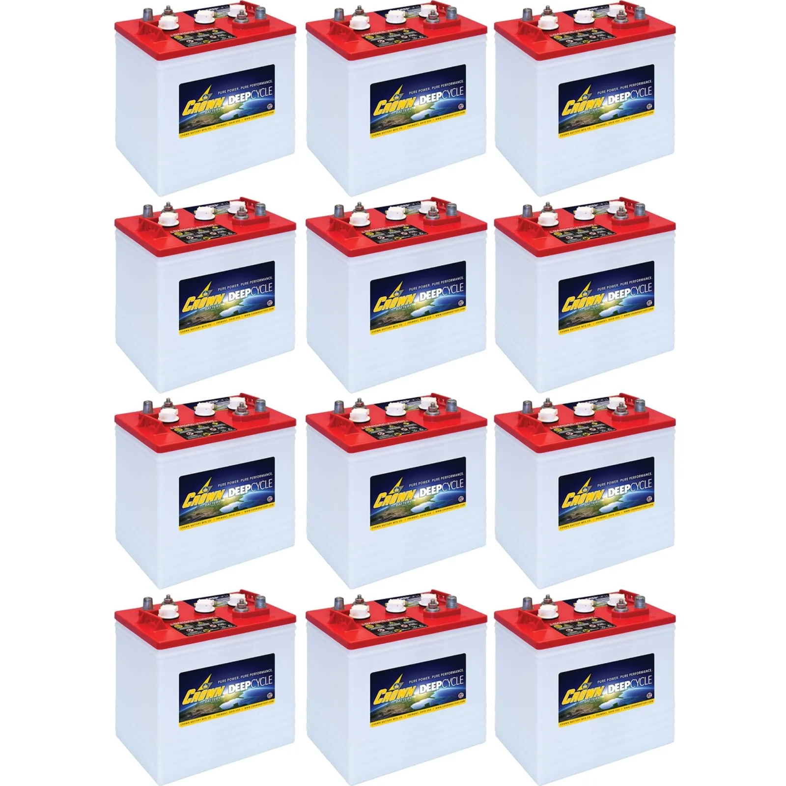 Crown CR-235 6V 235Ah Flooded GC2 Deep Cycle Battery (Pack of 12)
