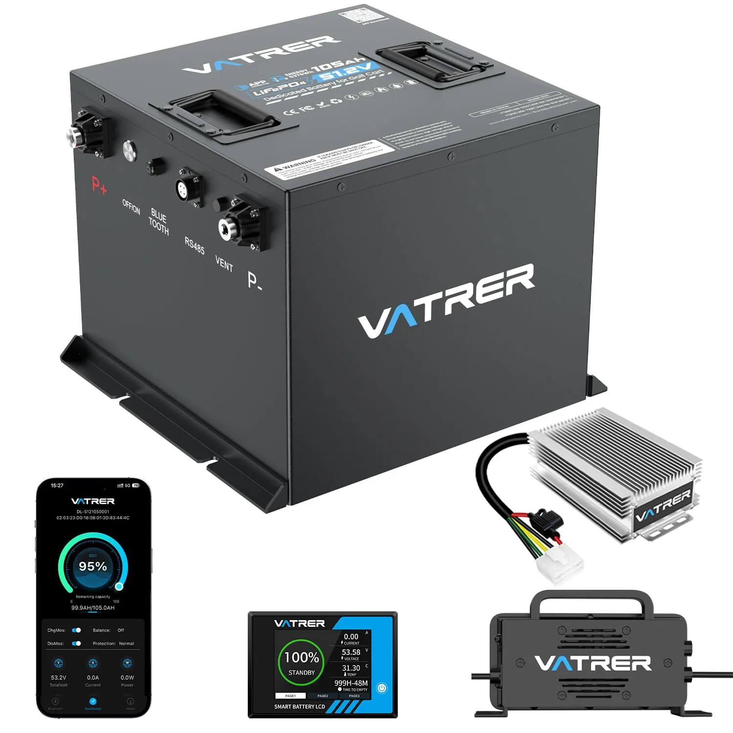 VATRER POWER 51.2V 105Ah Mini Golf Cart Battery Kit