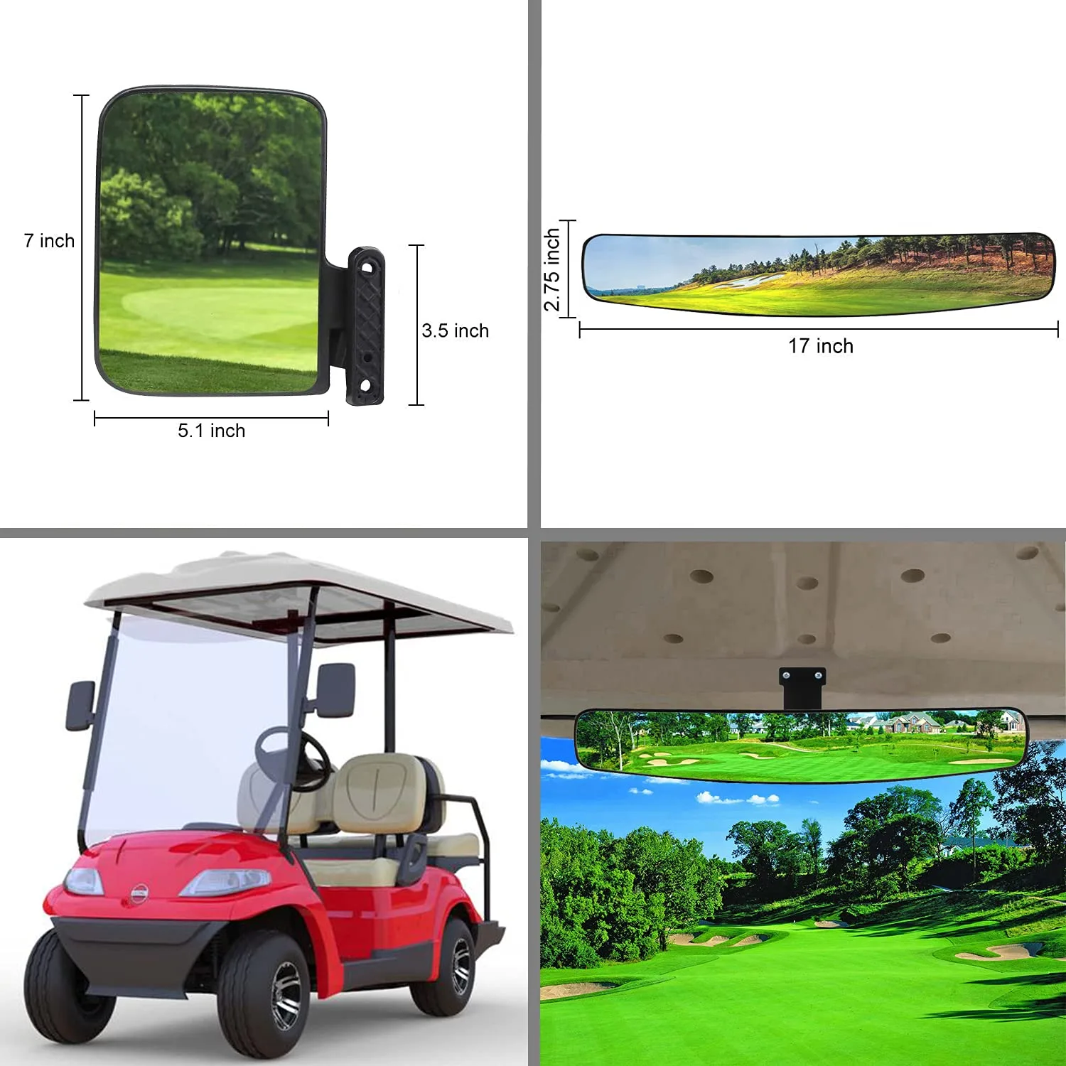 HKOO Golf Cart Folding Side and Panoramic Rear View Mirrors image 2