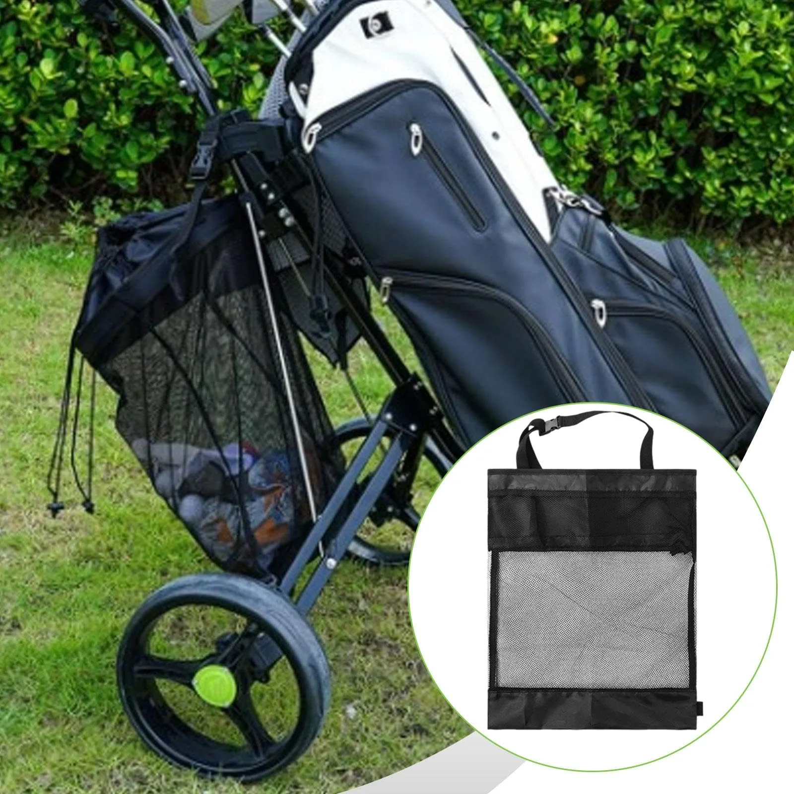 Generic Golf Push Cart Storage Bag, Black Oxford Mesh image 2