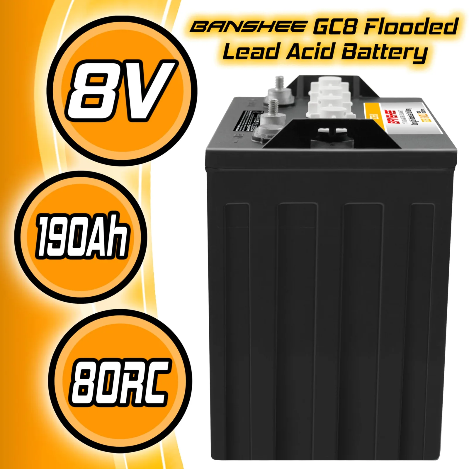 Banshee GC8-8V 8V 190Ah Golf Cart Battery image 2