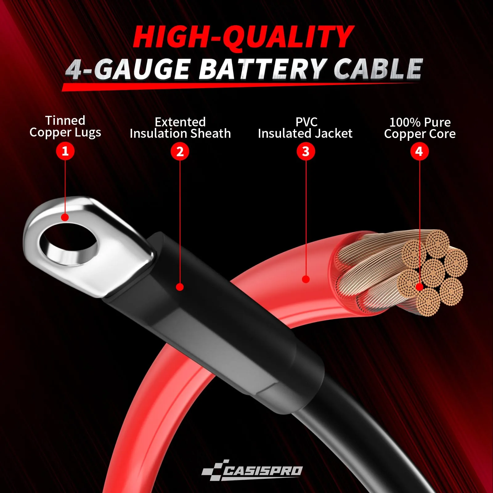 CASISPRO 4-Gauge Battery Cable Kit for E-Z-GO TXT image 2
