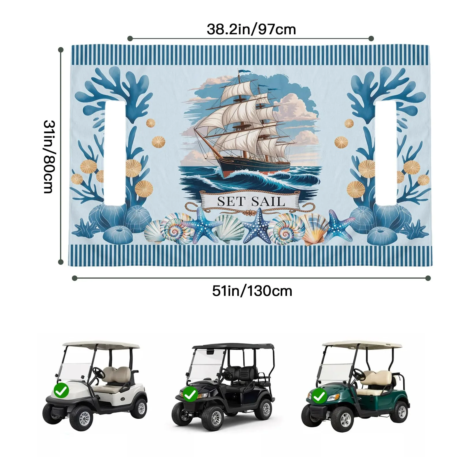 Trosturdspn Ocean Set Sail Golf Cart Seat Cover image 2