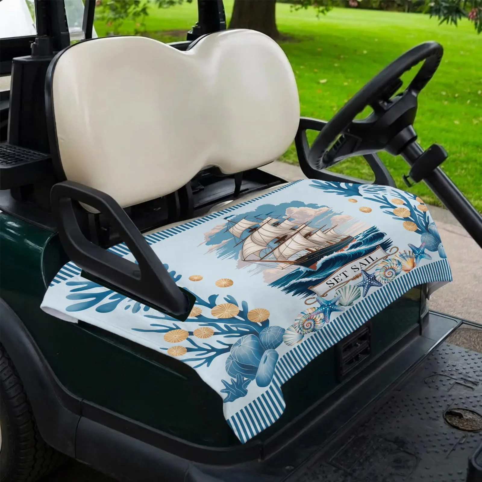 Trosturdspn Ocean Set Sail Golf Cart Seat Cover