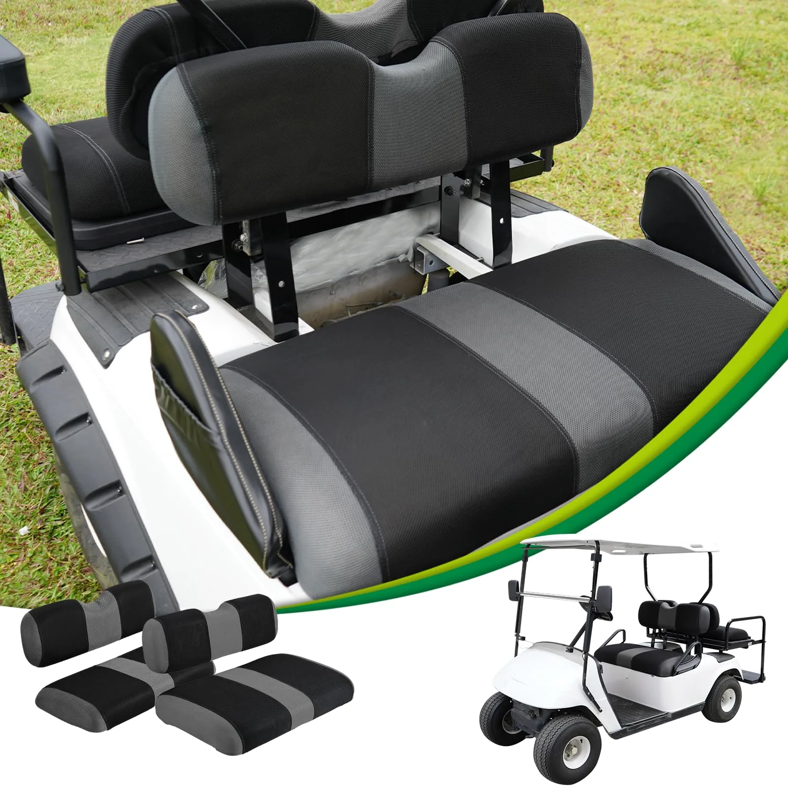 YUWEIDG0769 Gray Golf Cart Seat Covers for E-Z-GO TXT/RXV image 2