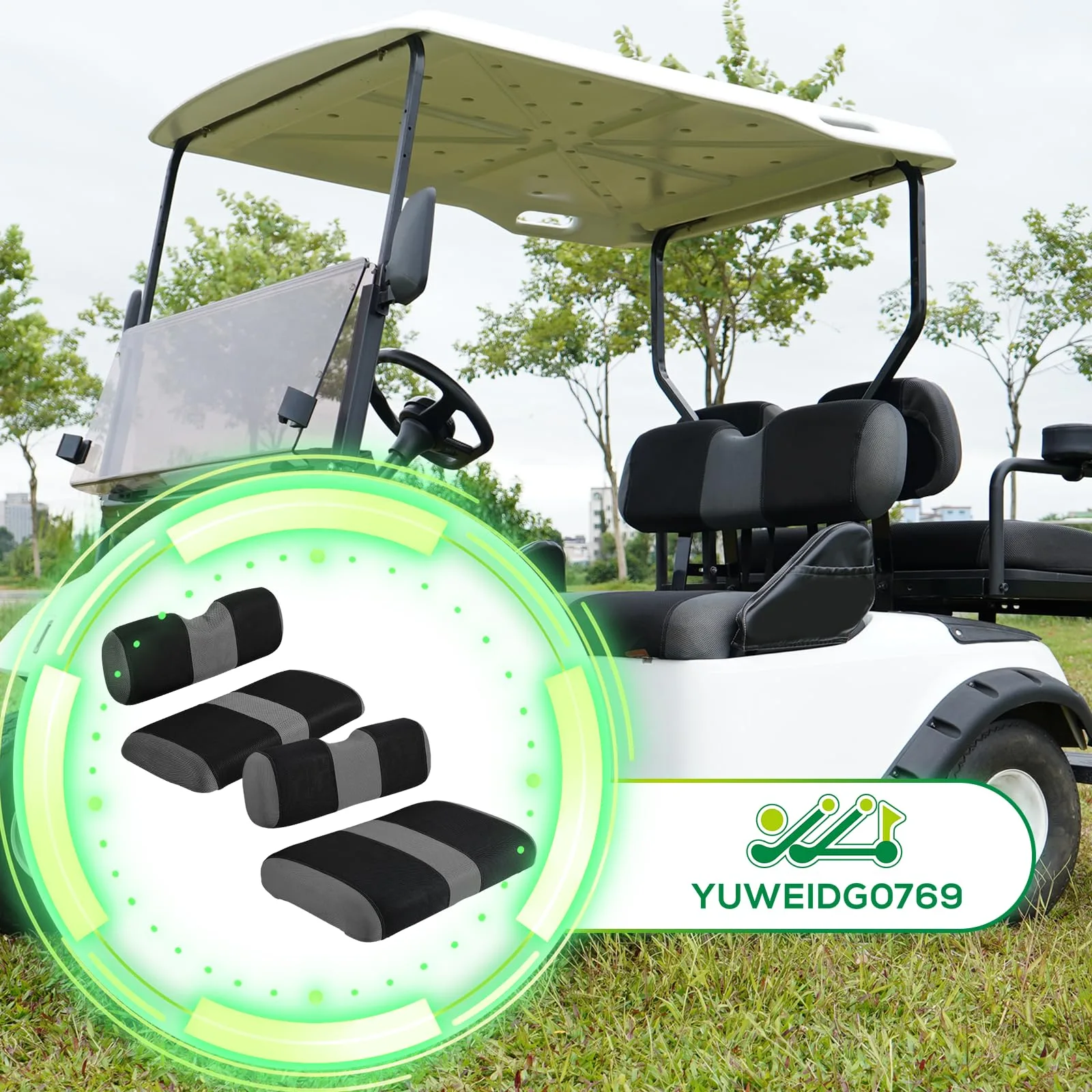 YUWEIDG0769 Gray Golf Cart Seat Covers for E-Z-GO TXT/RXV image 4