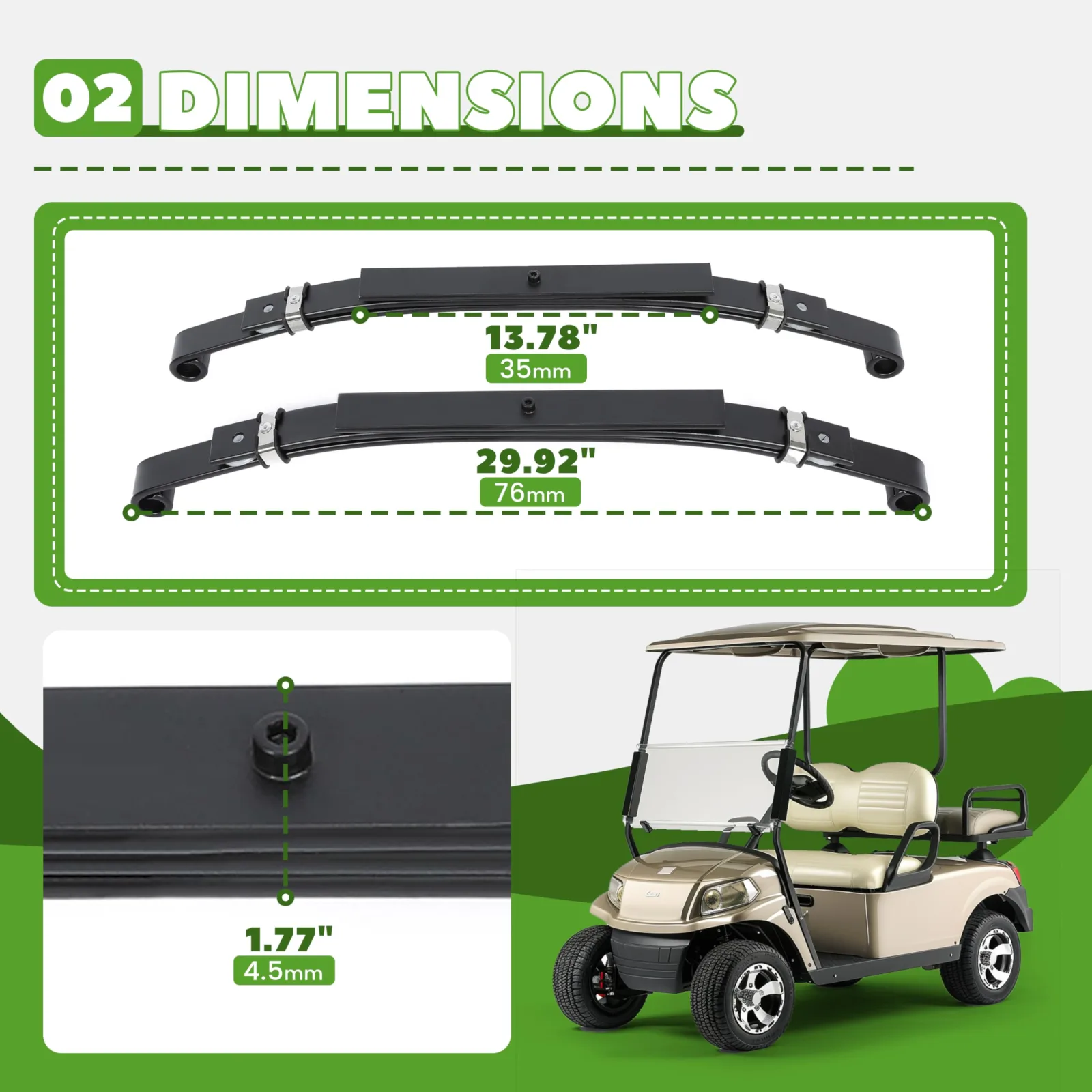 KUAFU BL738 Rear Leaf Springs for Club Car DS image 3