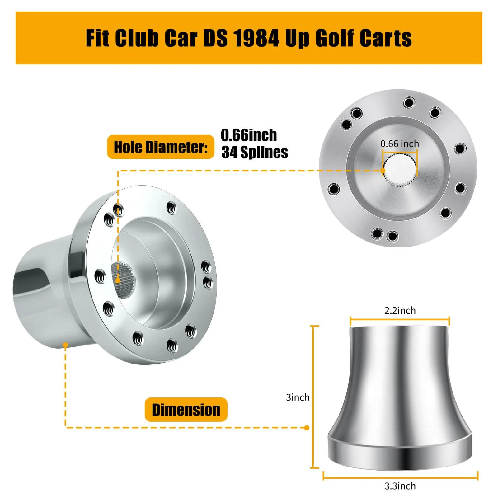 MOSNAI-33 Steering Wheel Adapter for Club Car DS 1984+ image 2