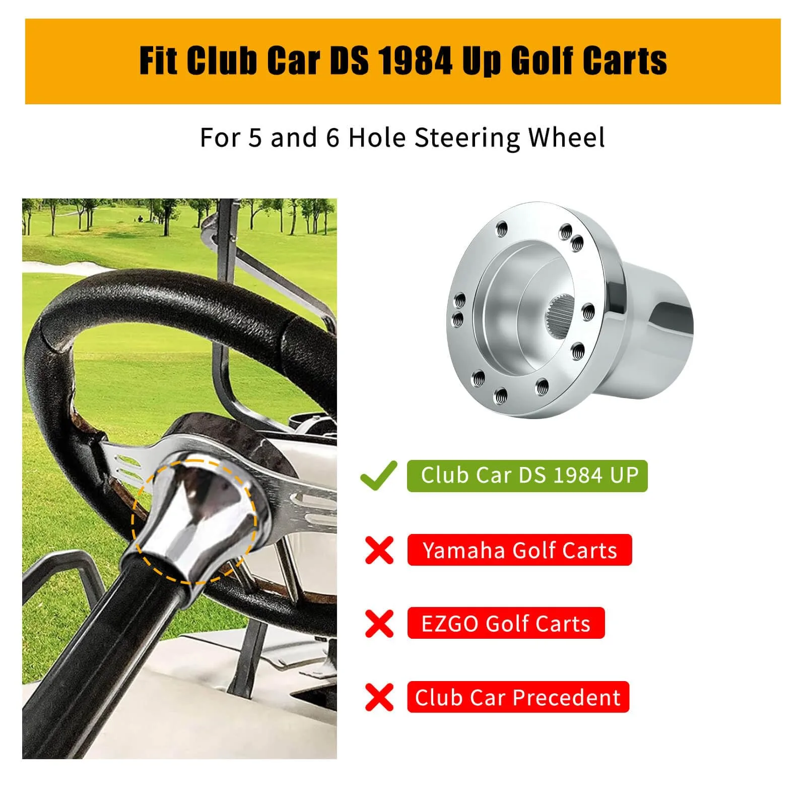 MOSNAI-33 Steering Wheel Adapter for Club Car DS 1984+ image 4