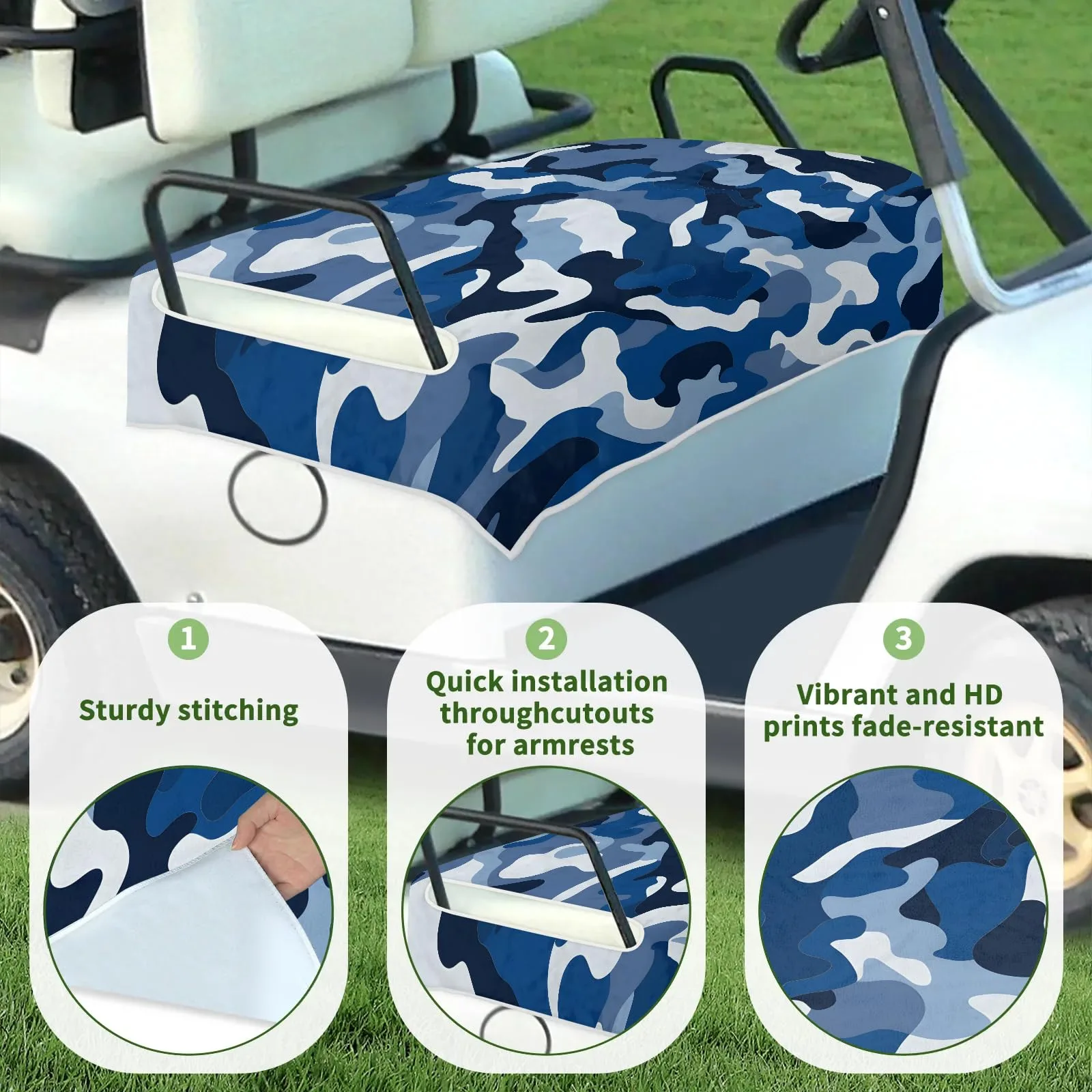 Tiveruda Retro Camouflage Universal 2-Person Golf Cart Seat Cover 51" x 31" image 3