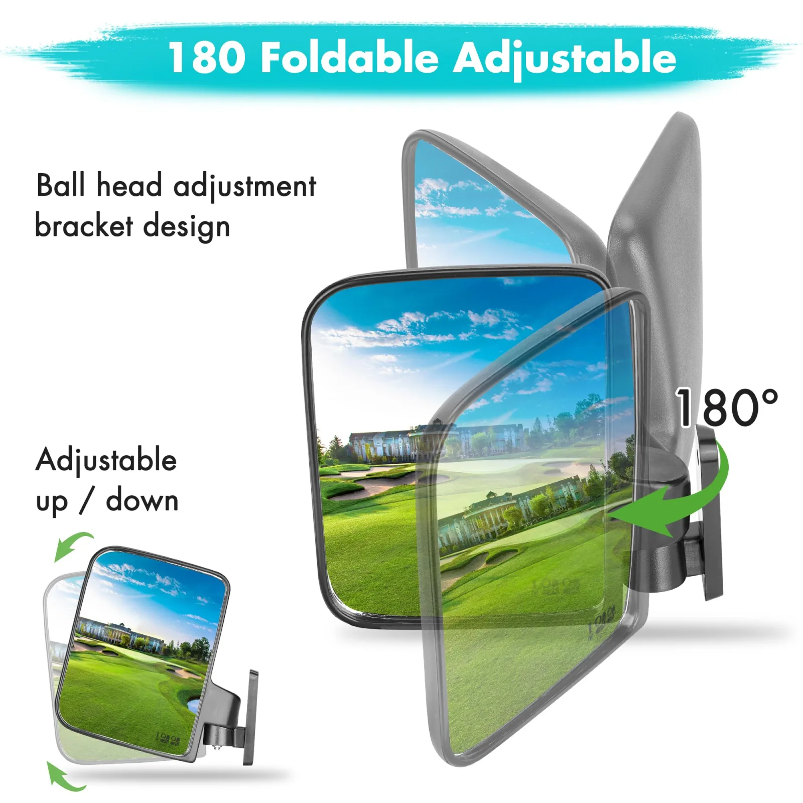 10L0L G8004-5 Golf Cart Folding Side Mirrors image 3