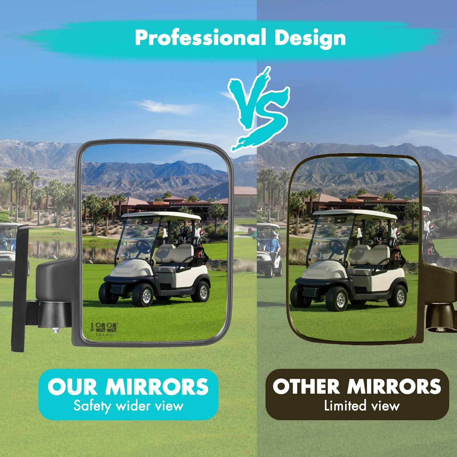 10L0L G8004-5 Golf Cart Folding Side Mirrors image 4