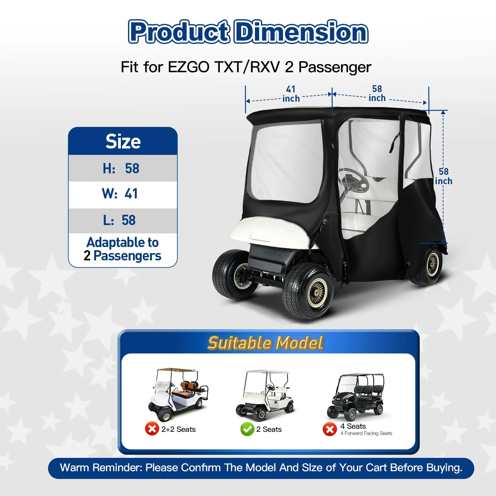 NOKINS Golf Cart Enclosure for E-Z-GO TXT/RXV 2-Passenger image 2
