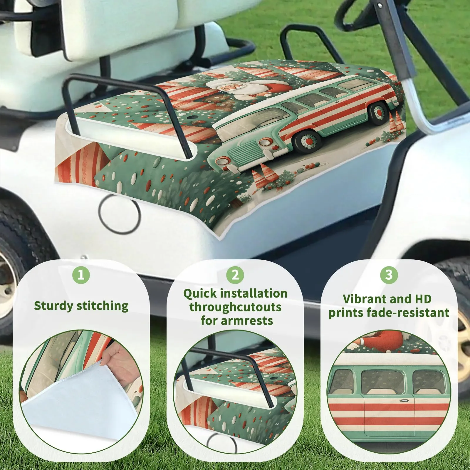 Tiveruda Santa Claus Golf Cart Seat Cover, 51 x 31 in image 3