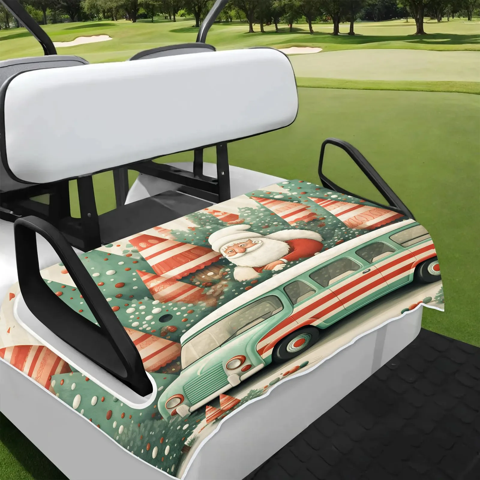 Tiveruda Santa Claus Golf Cart Seat Cover, 51 x 31 in