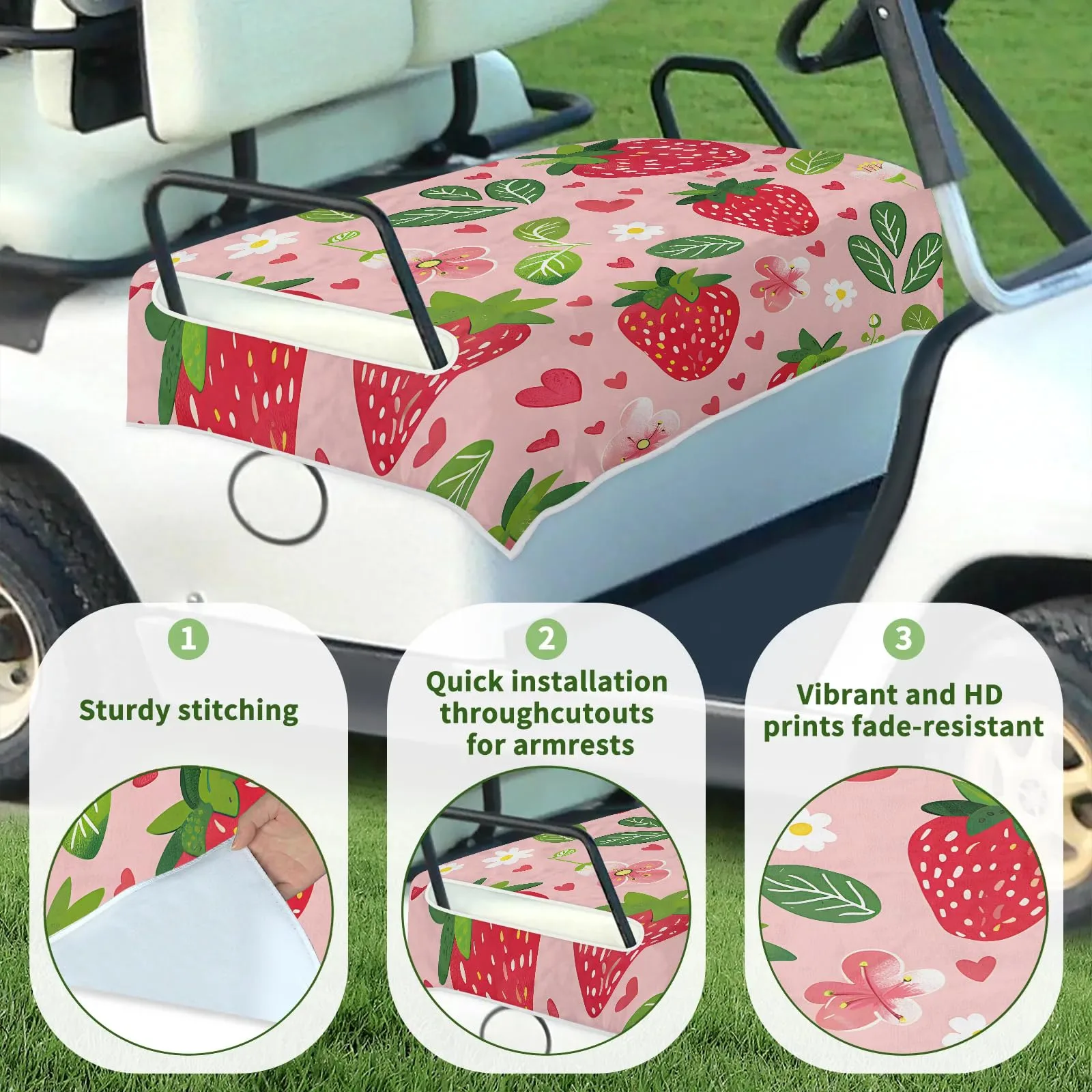 Tiveruda Floral Golf Cart Seat Cover, 51 x 31 in image 3