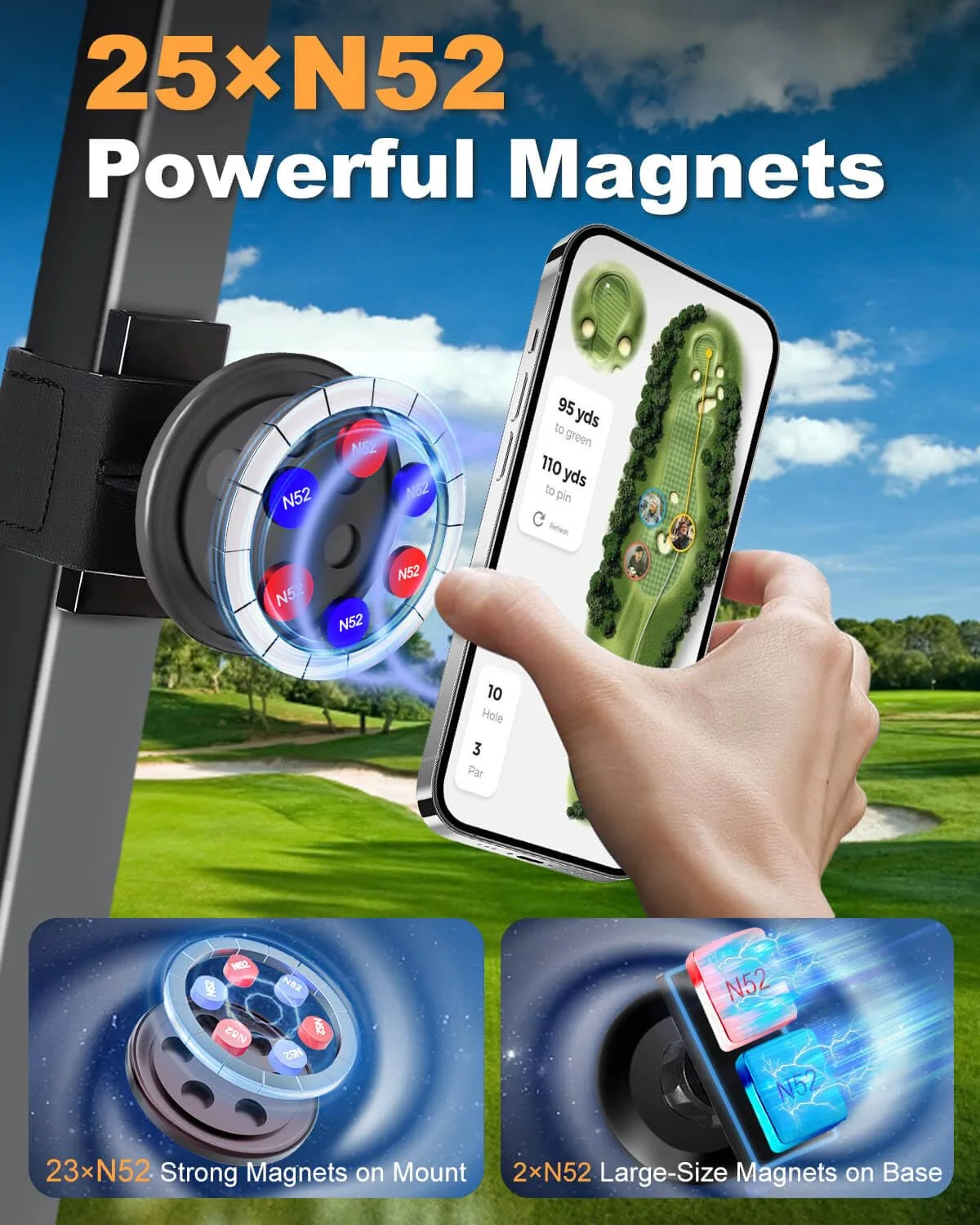 LEAPGOMAX Magnetic Golf Cart Phone Holder PH001 image 3