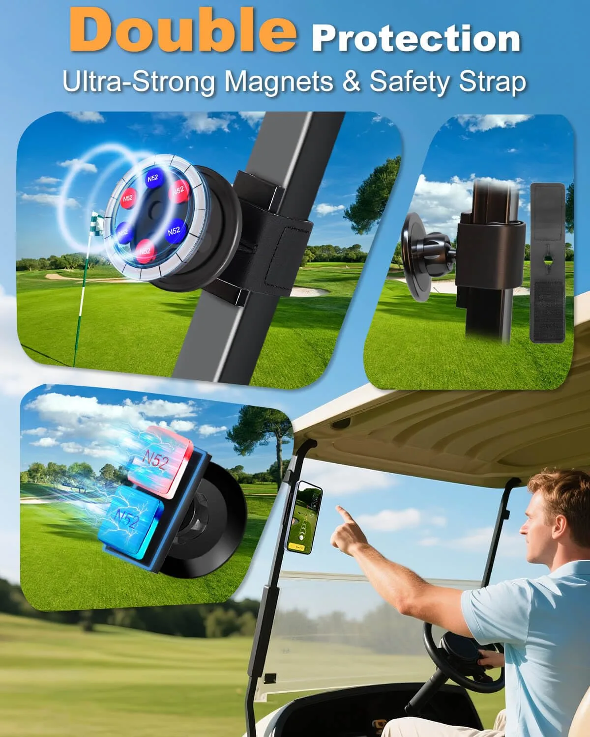 LEAPGOMAX Magnetic Golf Cart Phone Holder PH001 image 4
