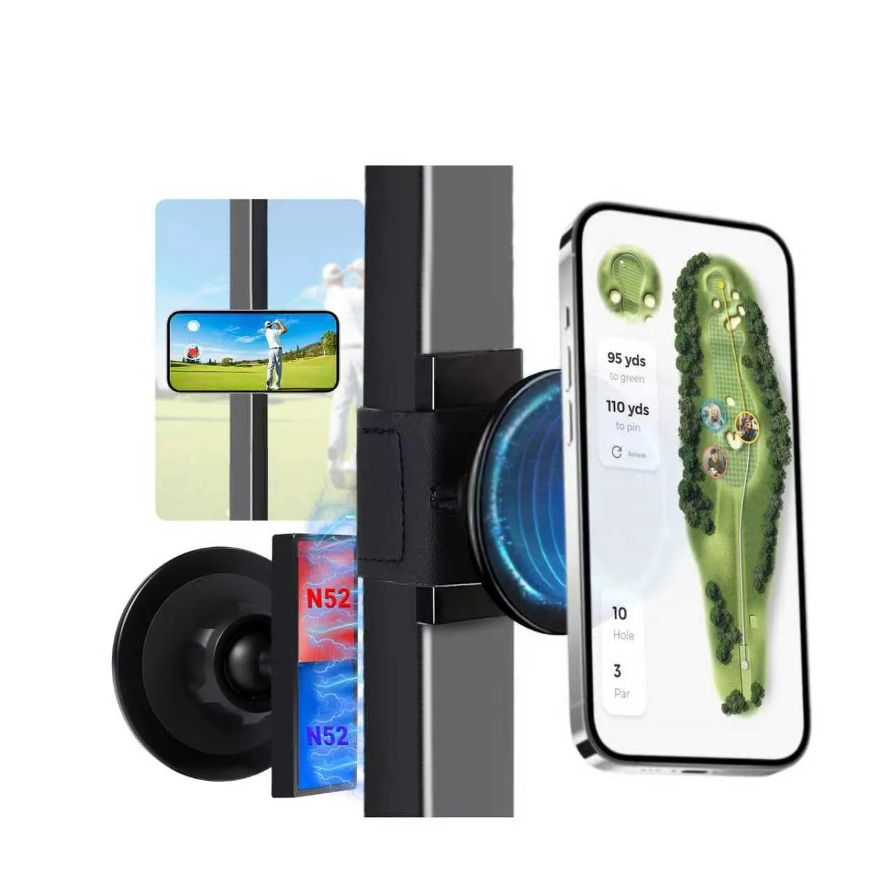 LEAPGOMAX Magnetic Golf Cart Phone Holder PH001