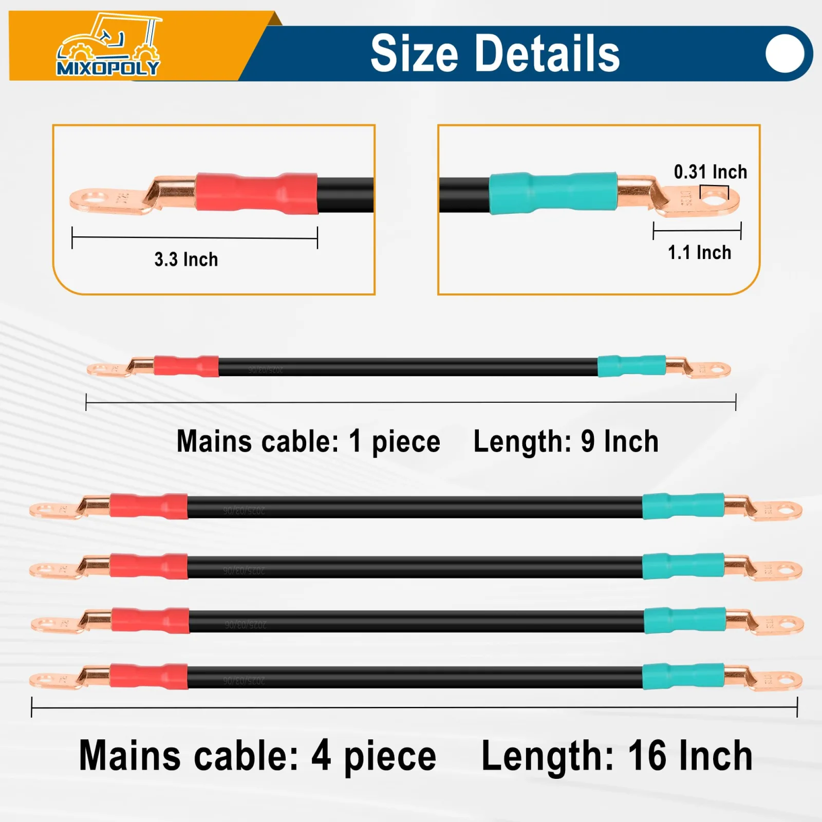 Mixopoly 4 AWG Battery Cable Kit for Yamaha Golf Carts image 2