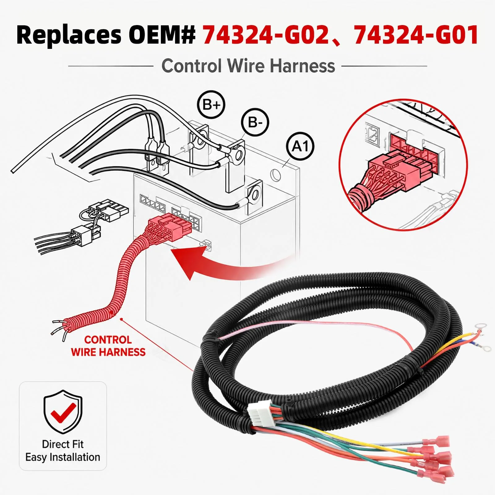 Roykaw EZGO PDS Control Wiring Harness 74324G02 image 4