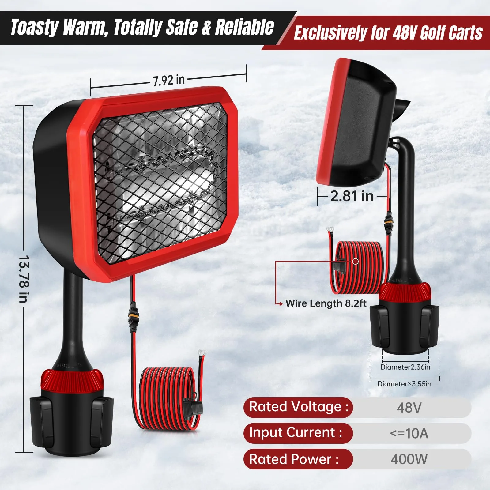 Gociean GN032-YT-1 400W 48V Battery Golf Cart Heater image 3