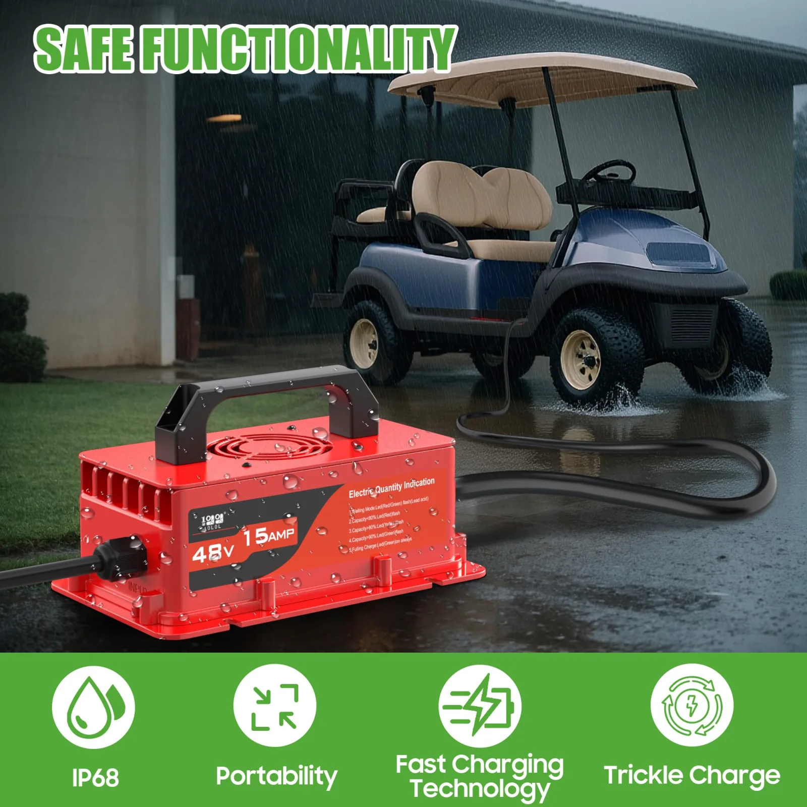 10L0L 48V 15A Charger for Club Car DS & Precedent image 4