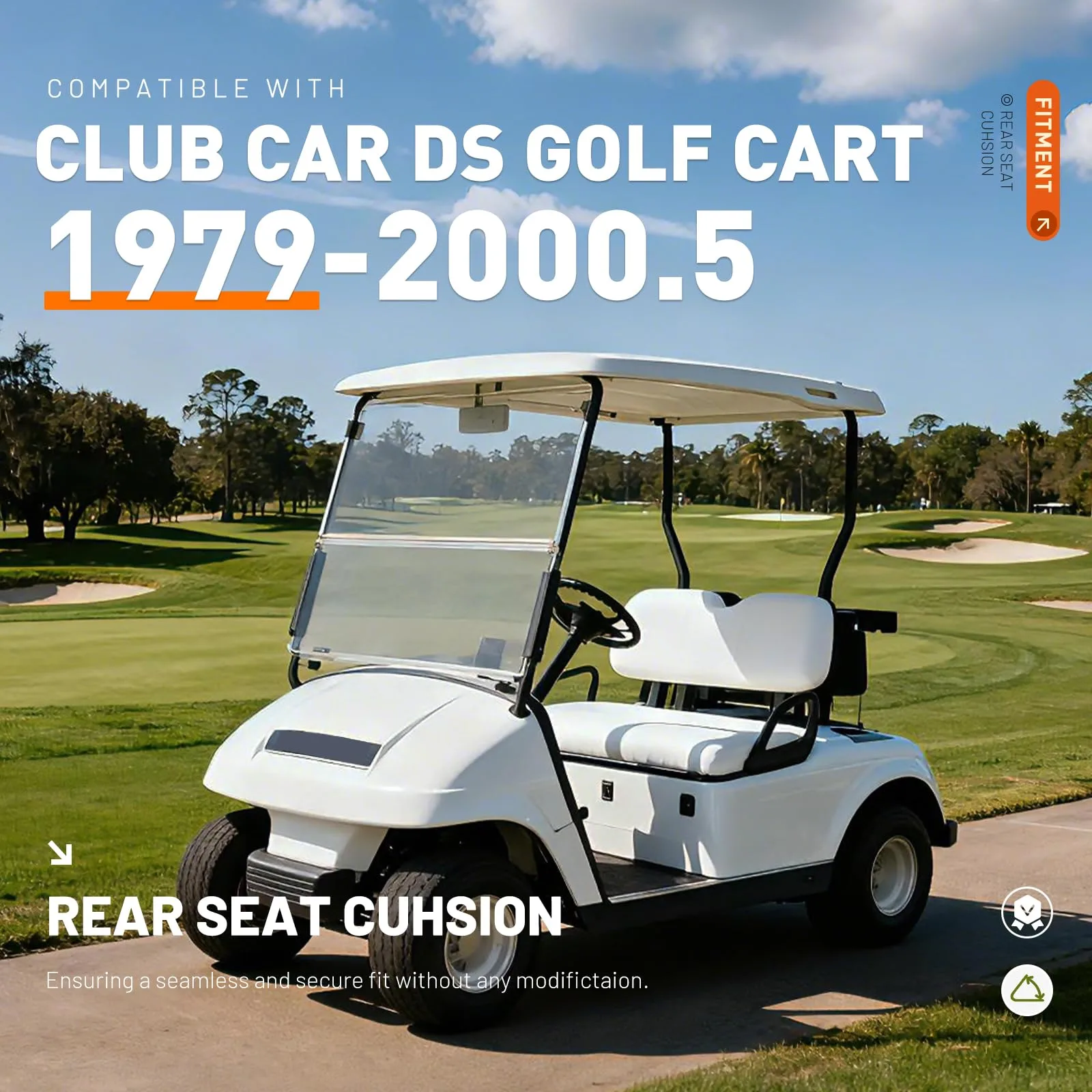 ALMULOO AI-689 Rear Seat Bottom for Club Car DS image 2