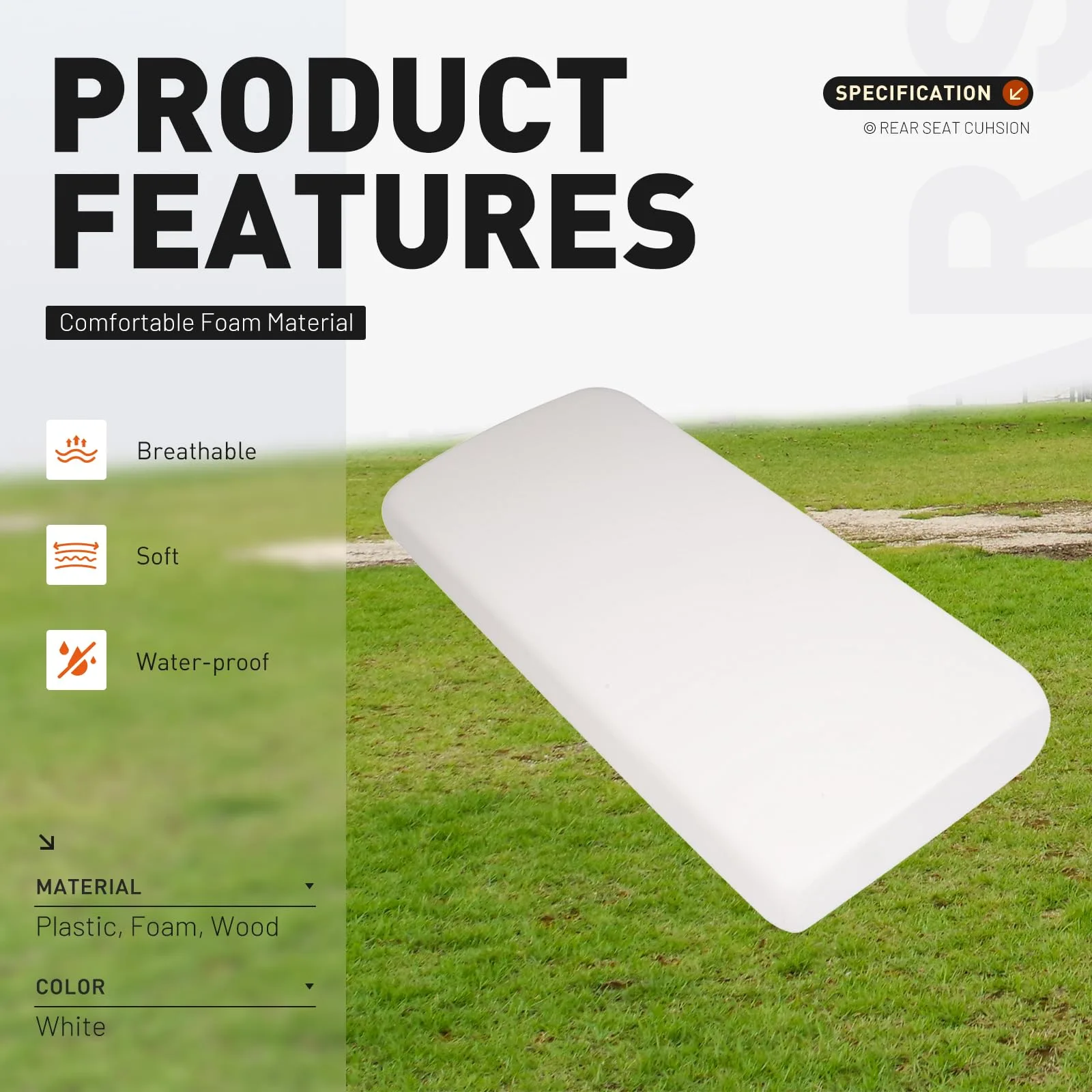 ALMULOO AI-689 Rear Seat Bottom for Club Car DS image 3