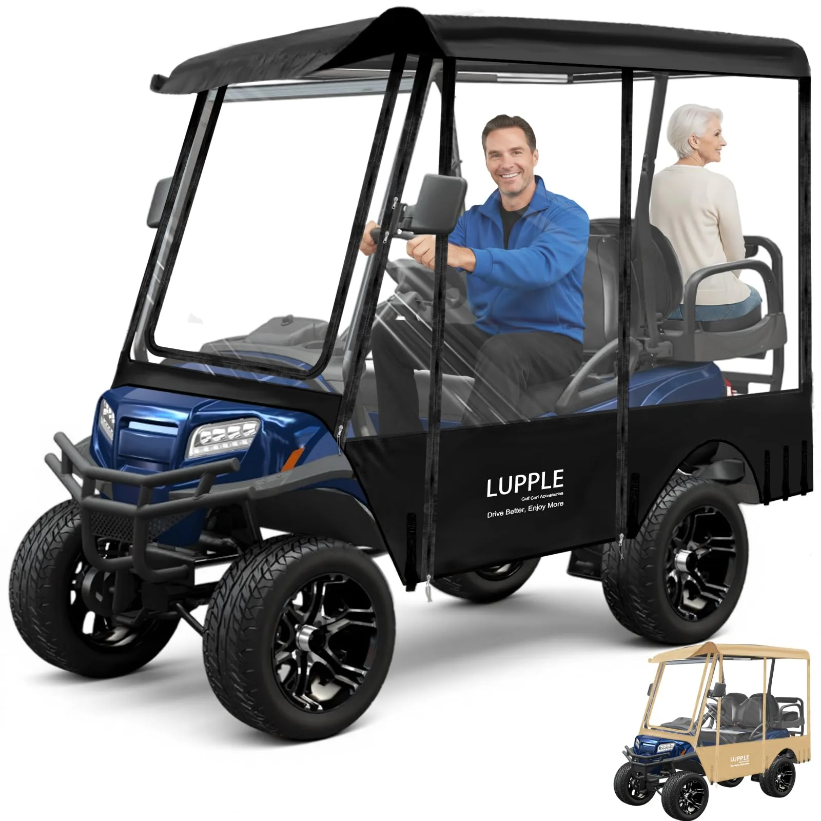LUPPLE 4-Passenger Golf Cart Enclosure, 94-Inch Extended Roof