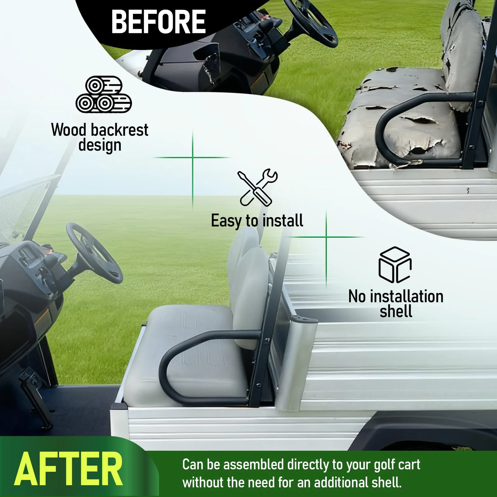 WUTIST Front Seat Bottom for Club Car Carryall - GO-4872 image 4