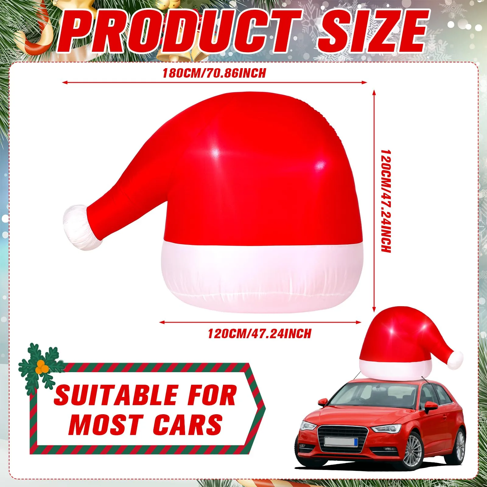 JellyArch 5.9 ft Inflatable Santa Hat Car Top Decoration MEG-JellyArch-97 image 4