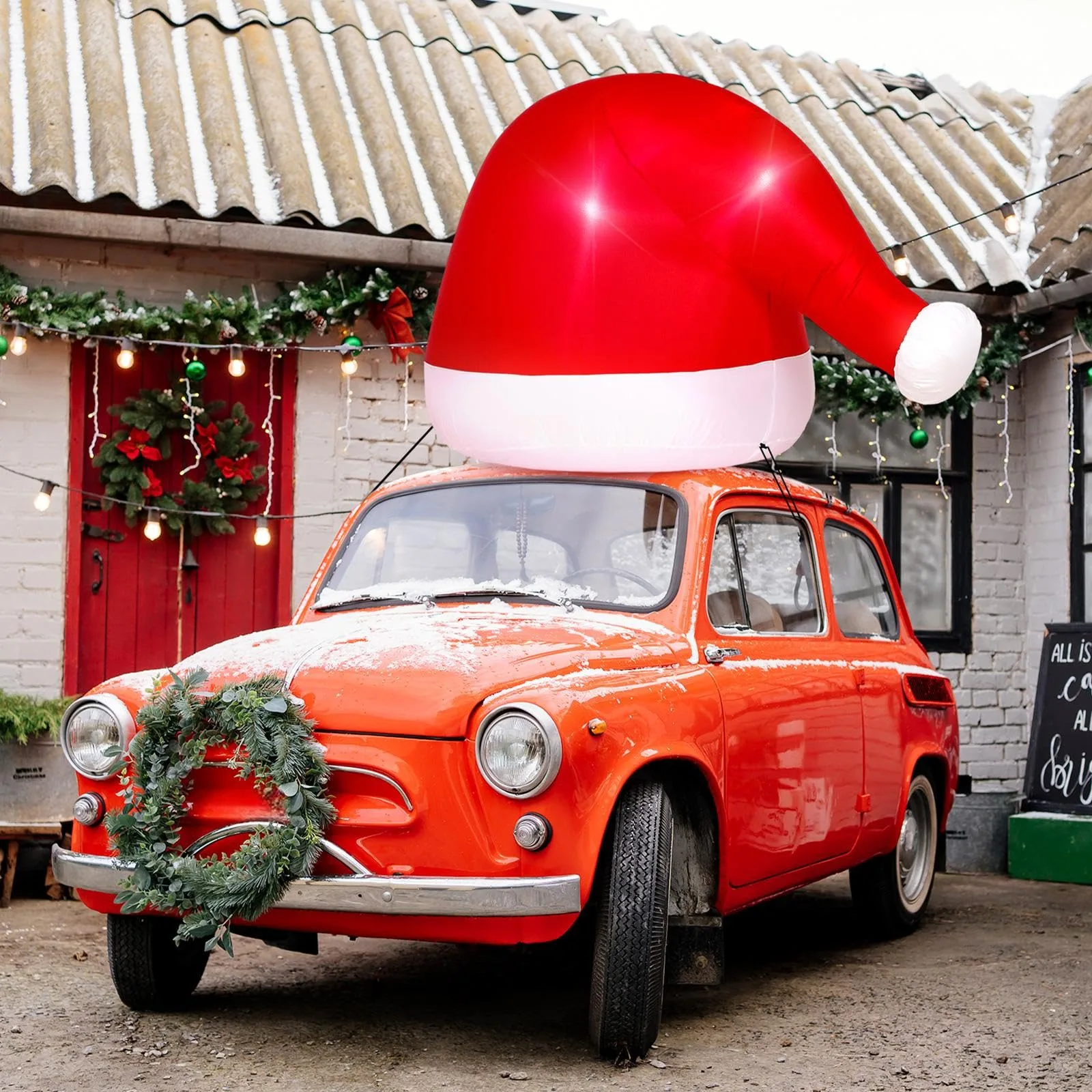 JellyArch 5.9 ft Inflatable Santa Hat Car Top Decoration MEG-JellyArch-97