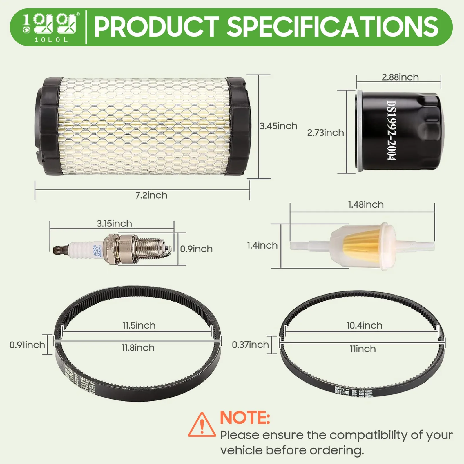 10L0L Tune-Up Belt Kit for Club Car Precedent FE350 image 3