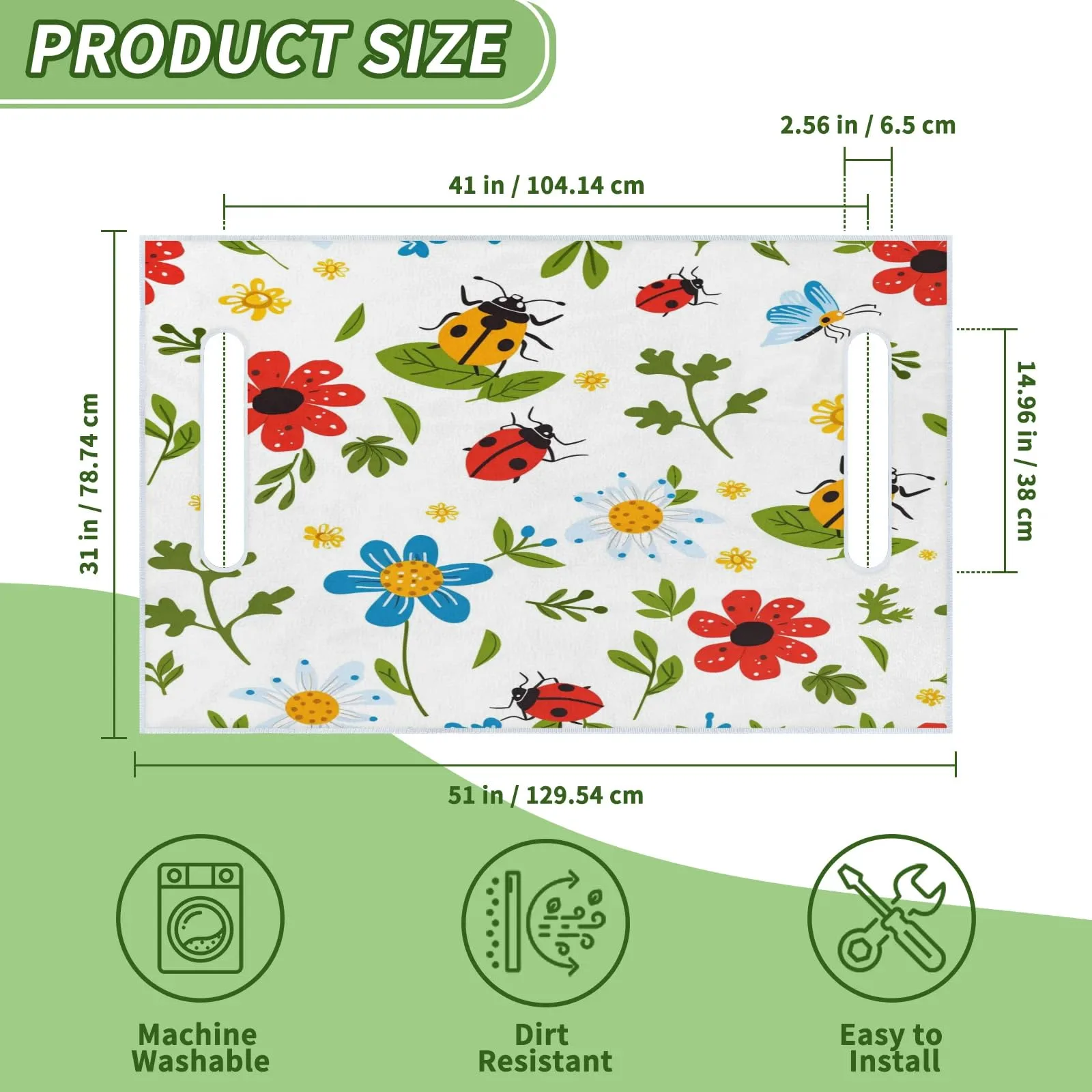Tiveruda Ladybugs Daisy Golf Cart Seat Cover 51 x 31 in image 2