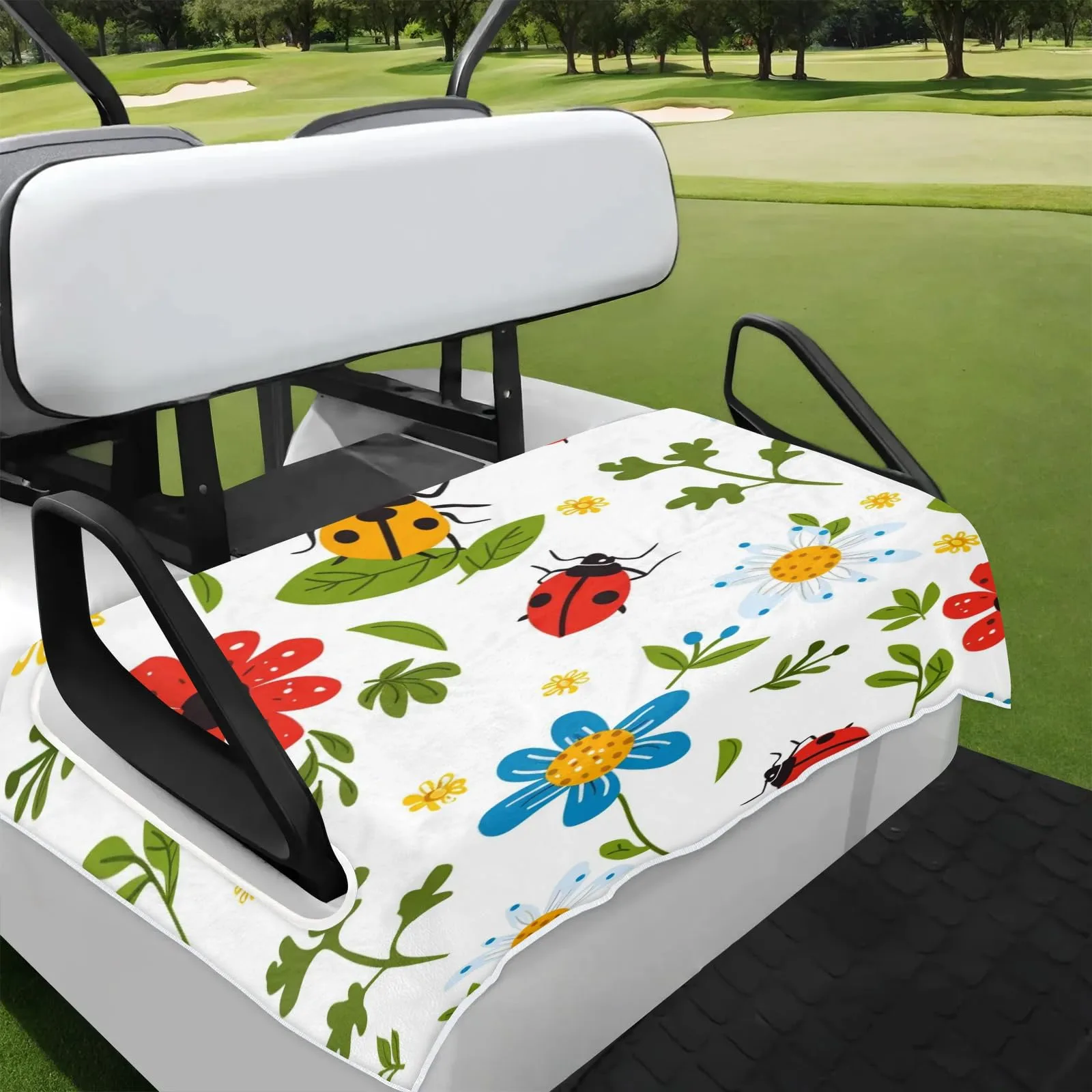 Tiveruda Ladybugs Daisy Golf Cart Seat Cover 51 x 31 in