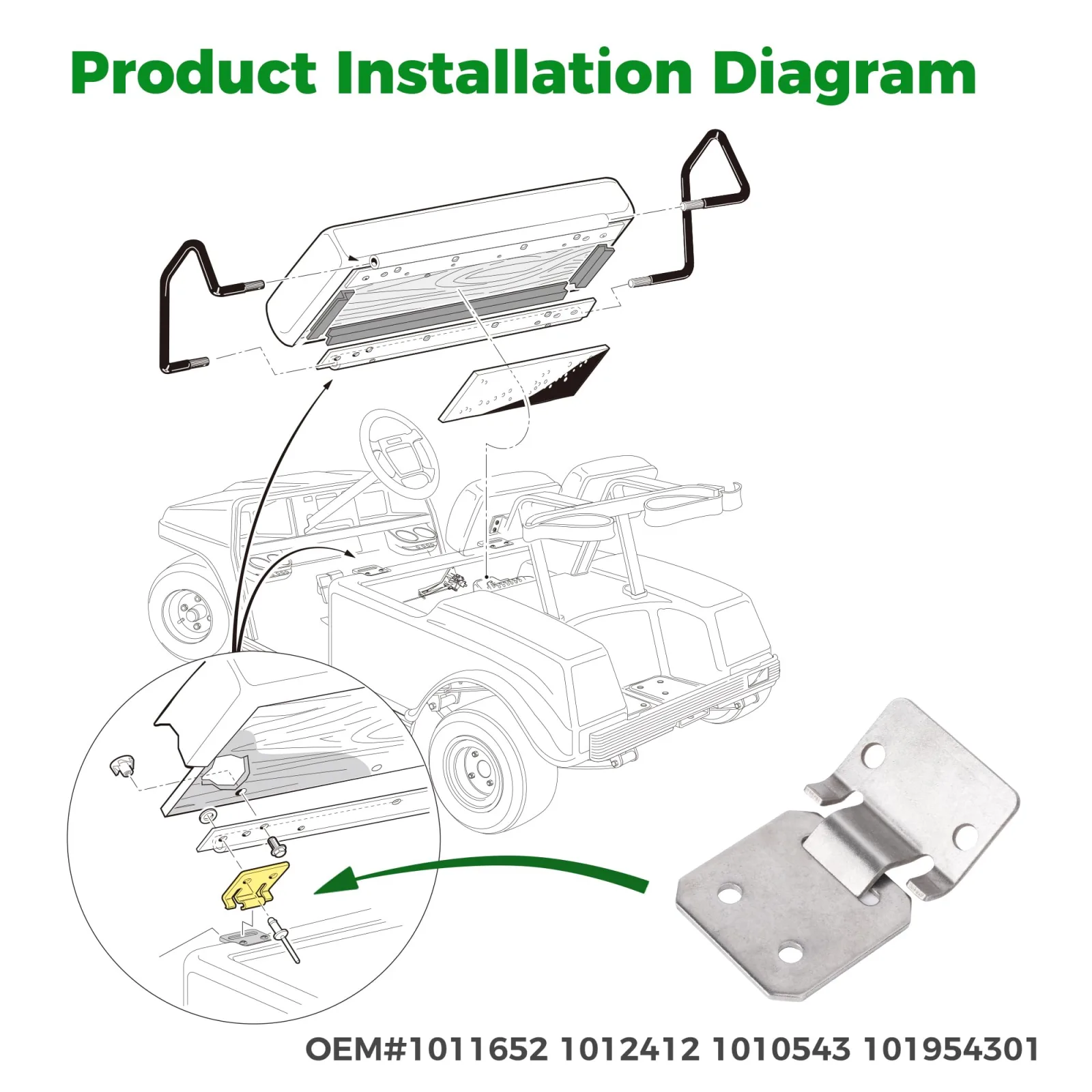 10L0L Club Car DS Seat Hinge Set, 1979-Up image 2