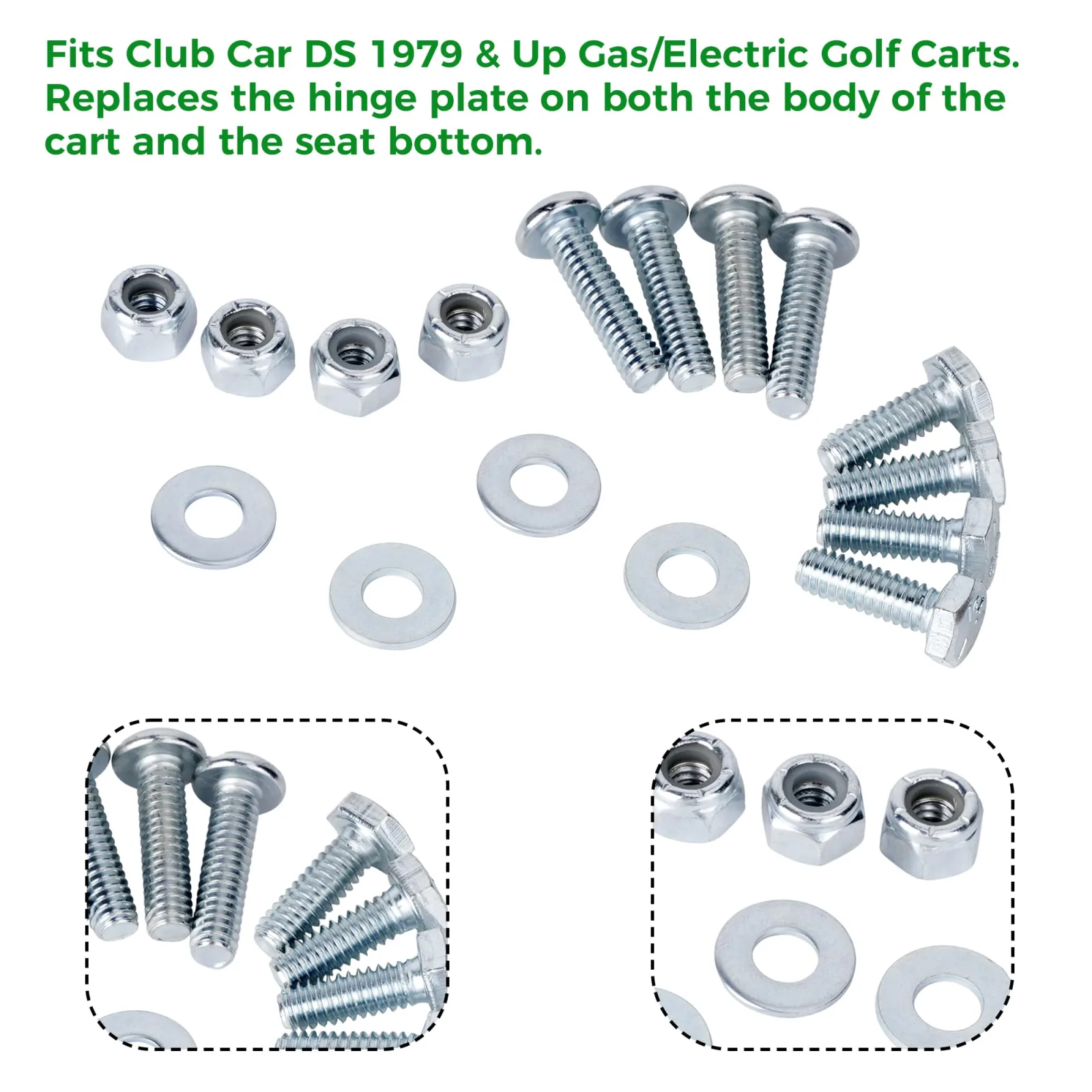 10L0L Club Car DS Seat Hinge Set, 1979-Up image 4