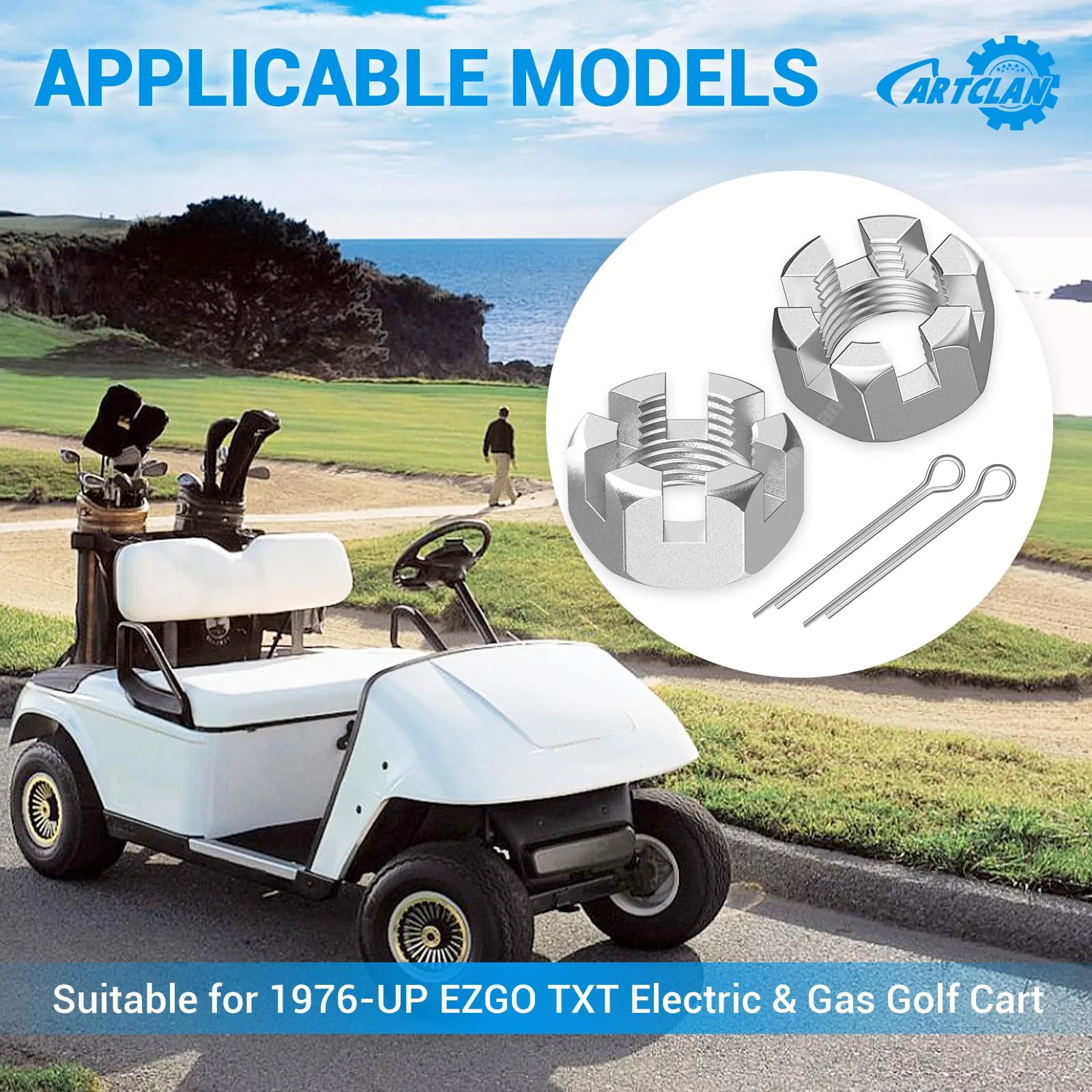 CartClan CT-0092 Slotted Axle Nut Set for EZGO TXT image 2