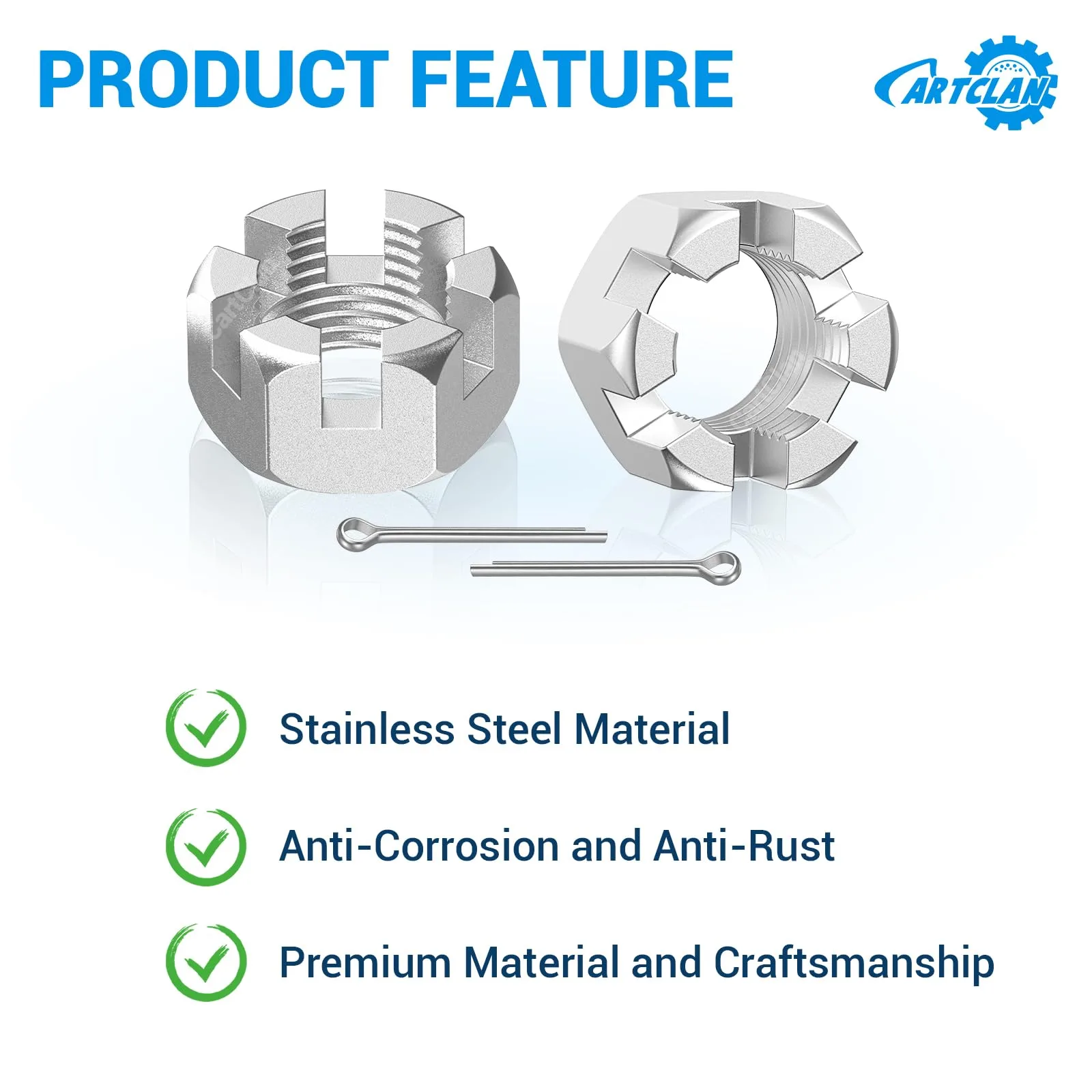 CartClan CT-0092 Slotted Axle Nut Set for EZGO TXT image 3